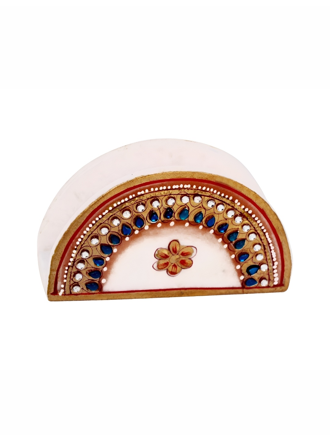 

HANDICRAFTS PARADISE White & Red Textured Marble Tissue Holder