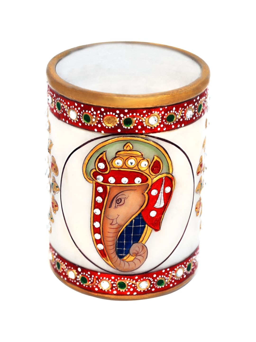 

HANDICRAFTS PARADISE White & Red Pen Stand Showpiece