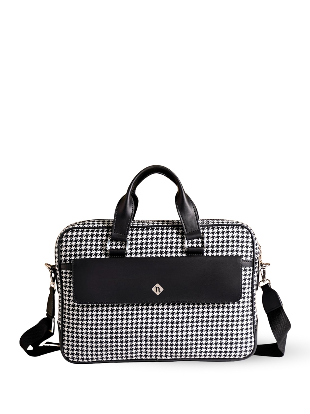 

Nestasia Unisex Houndstooth Checked Laptop Bag - Up to 15 inch, Black