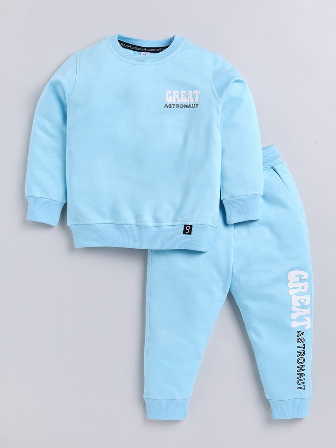 

Ginie Boys Printed Pure Cotton Sweatshirt and Joggers, Blue