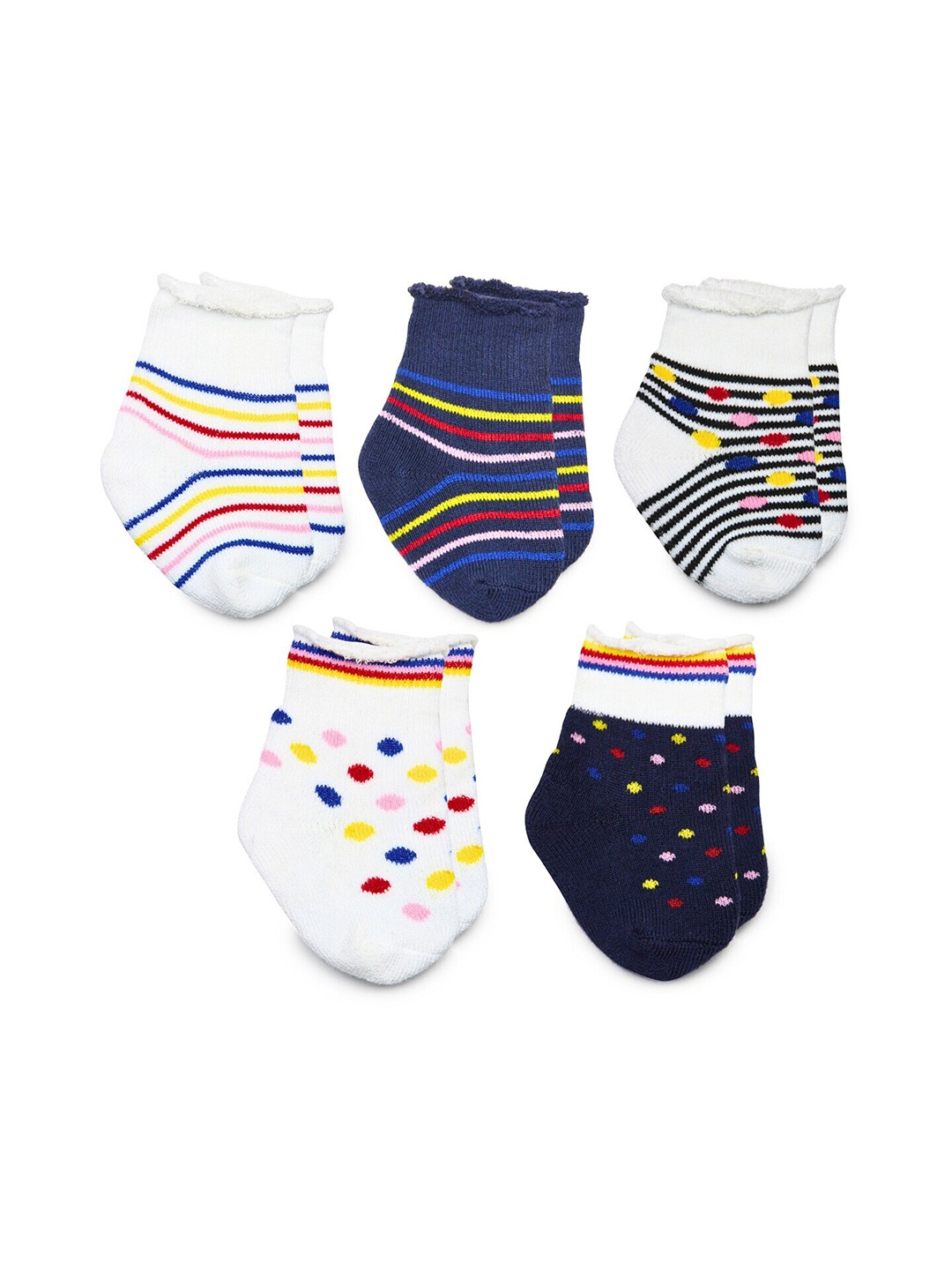 

BAESD Infants Pack Of 5 Patterned Ankle Length Socks, White