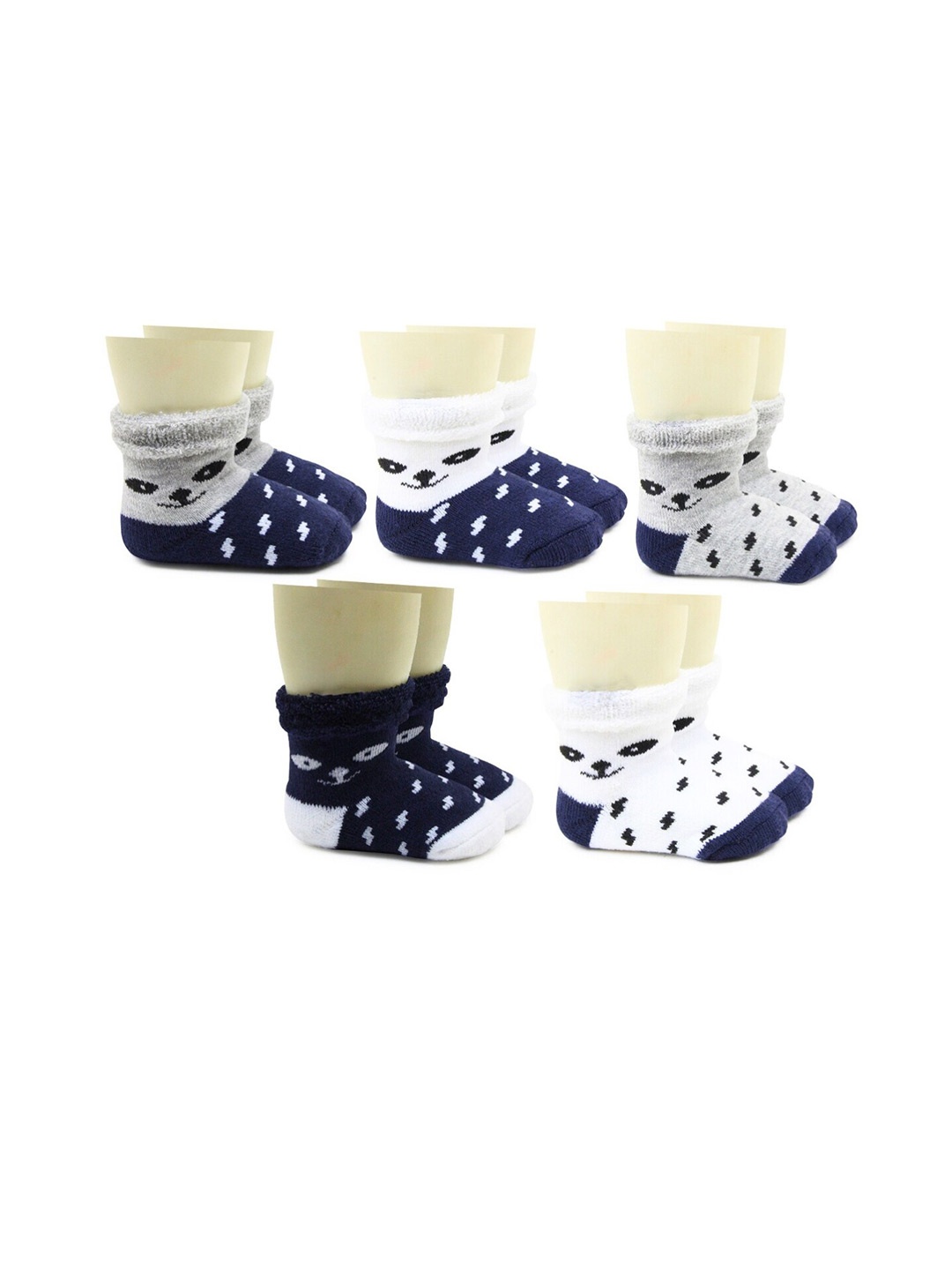 

BAESD Infants Pack Of 5 Patterned Cotton Ankle-Length Socks, White