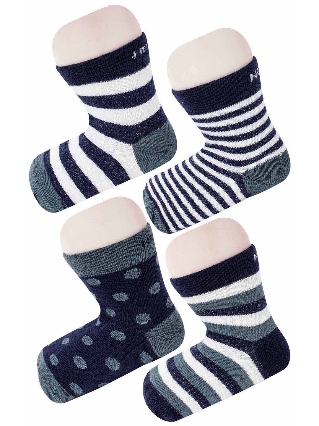 

BAESD Infants Pack Of 4 Patterned Ankle Length Socks, Navy blue