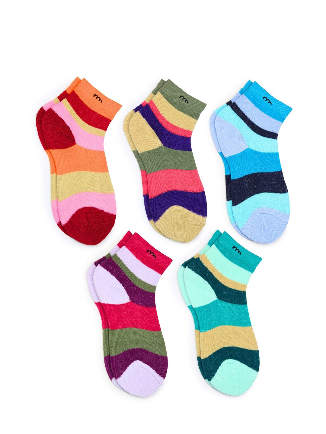 

BAESD Kids Pack Of 5 Colour-Blocked Cotton Ankle Length Socks, Pink