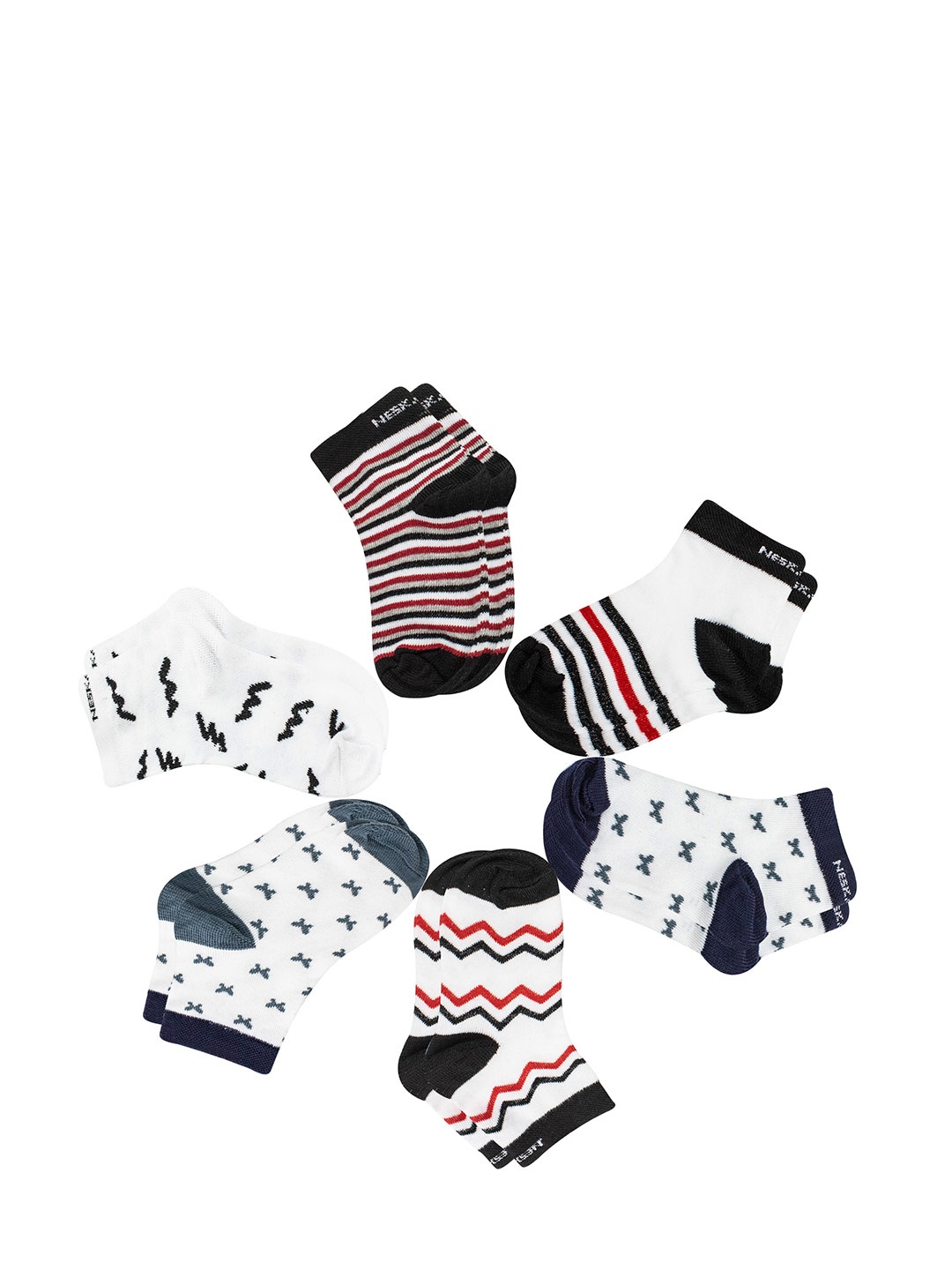 

BAESD Kids Pack of 6 Patterned Cotton Ankle-Length Socks, Black