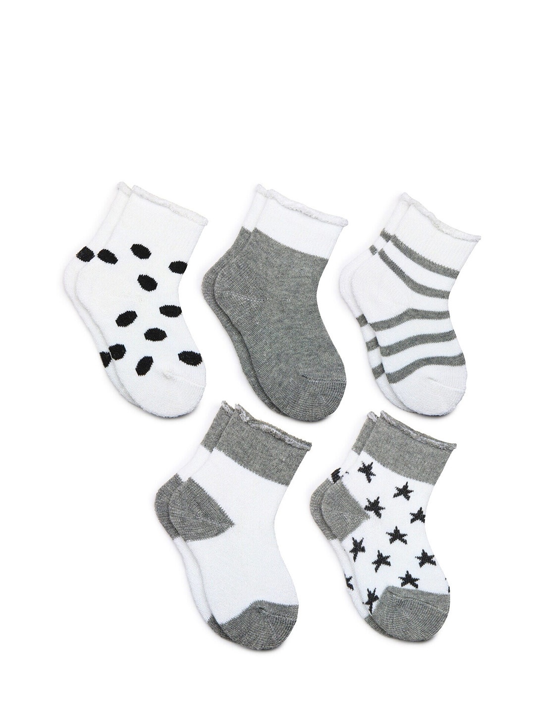 

BAESD Infants Pack Of 5 Patterned Ankle Length Socks, White