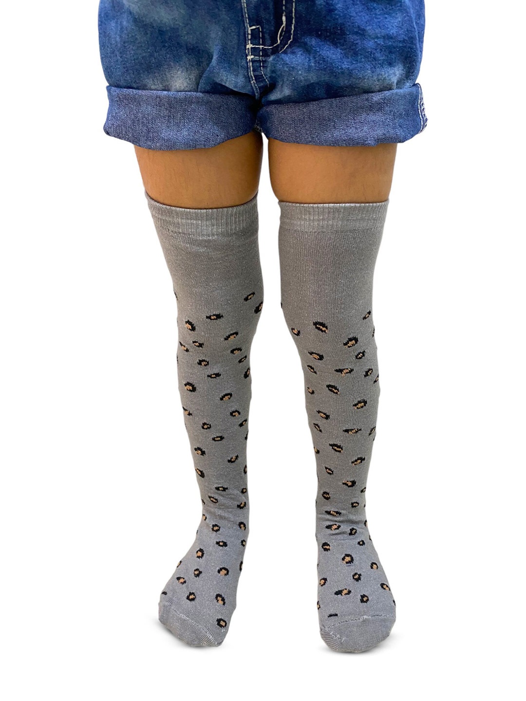 

BAESD Kids Patterned Knee-Length Socks, Grey