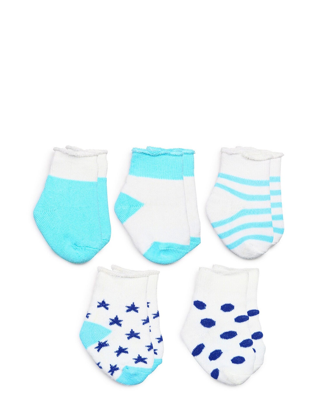 

BAESD Infants Kids Set Of 5 Patterned Ankle Length Socks, Blue