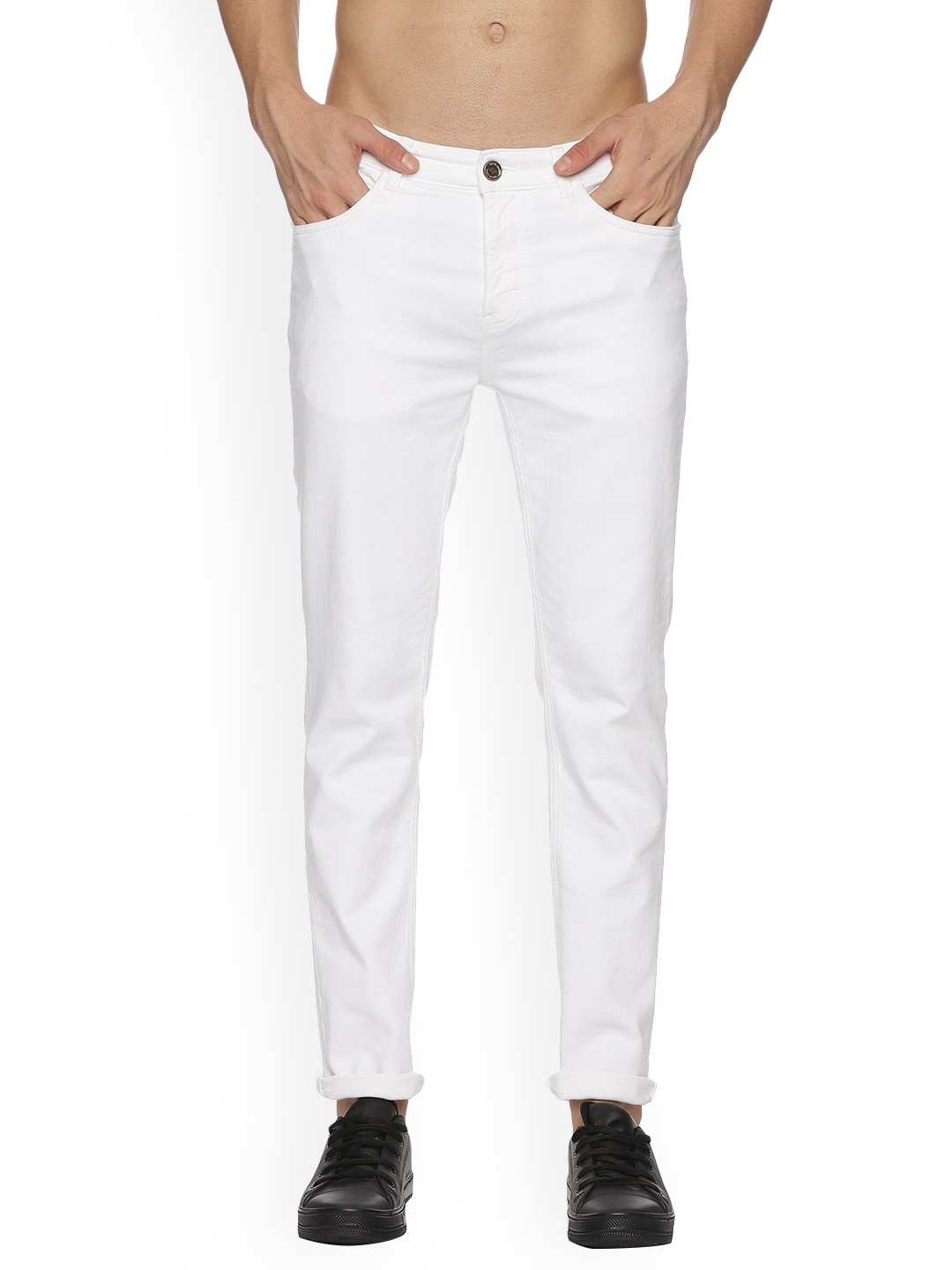 

Melvin Jones Men Tapered Fit Mid Rise Clean Look Jeans, White