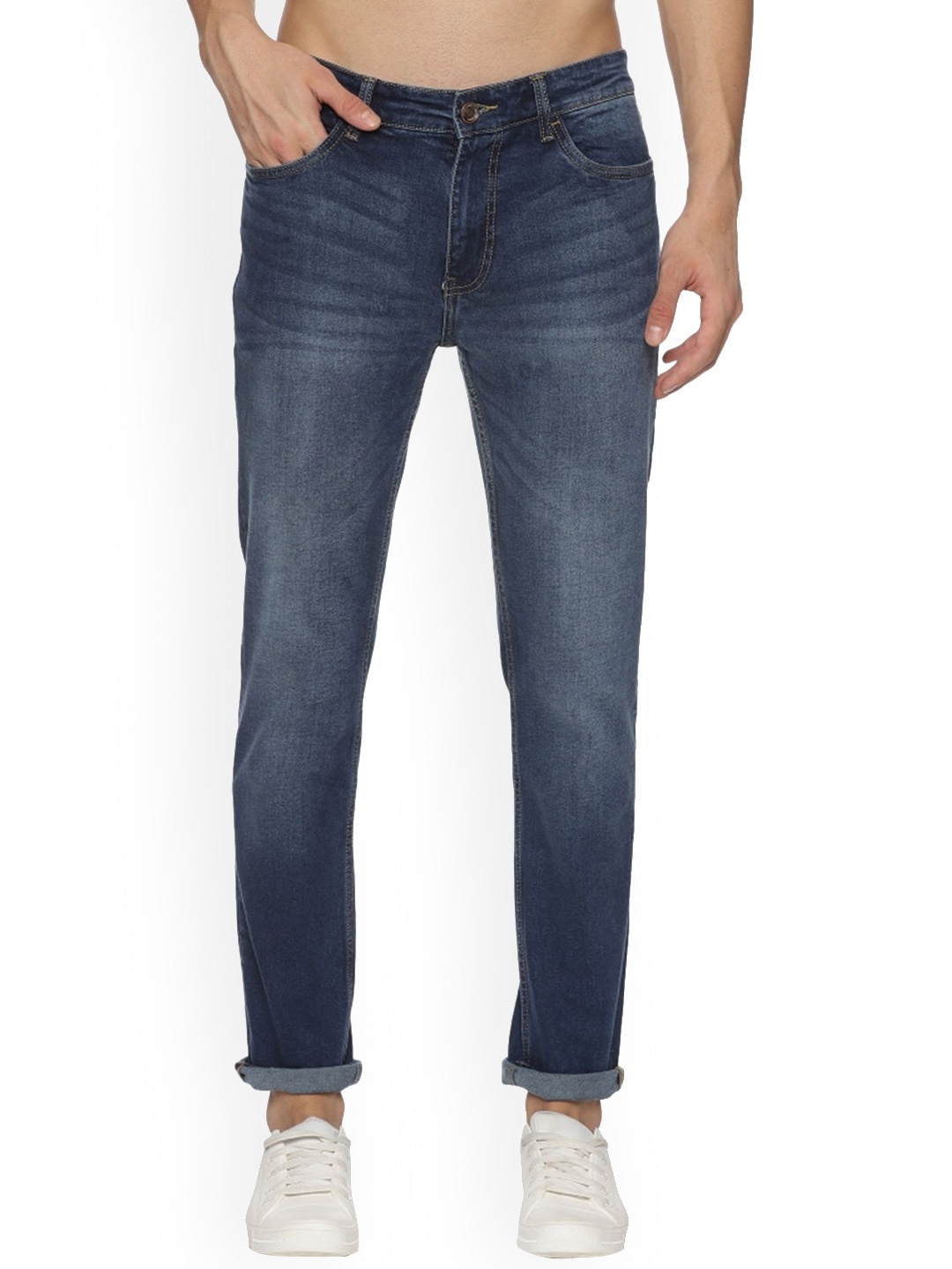 

Melvin Jones Men Tapered Fit Light Fade Clean Look Jeans, Navy blue