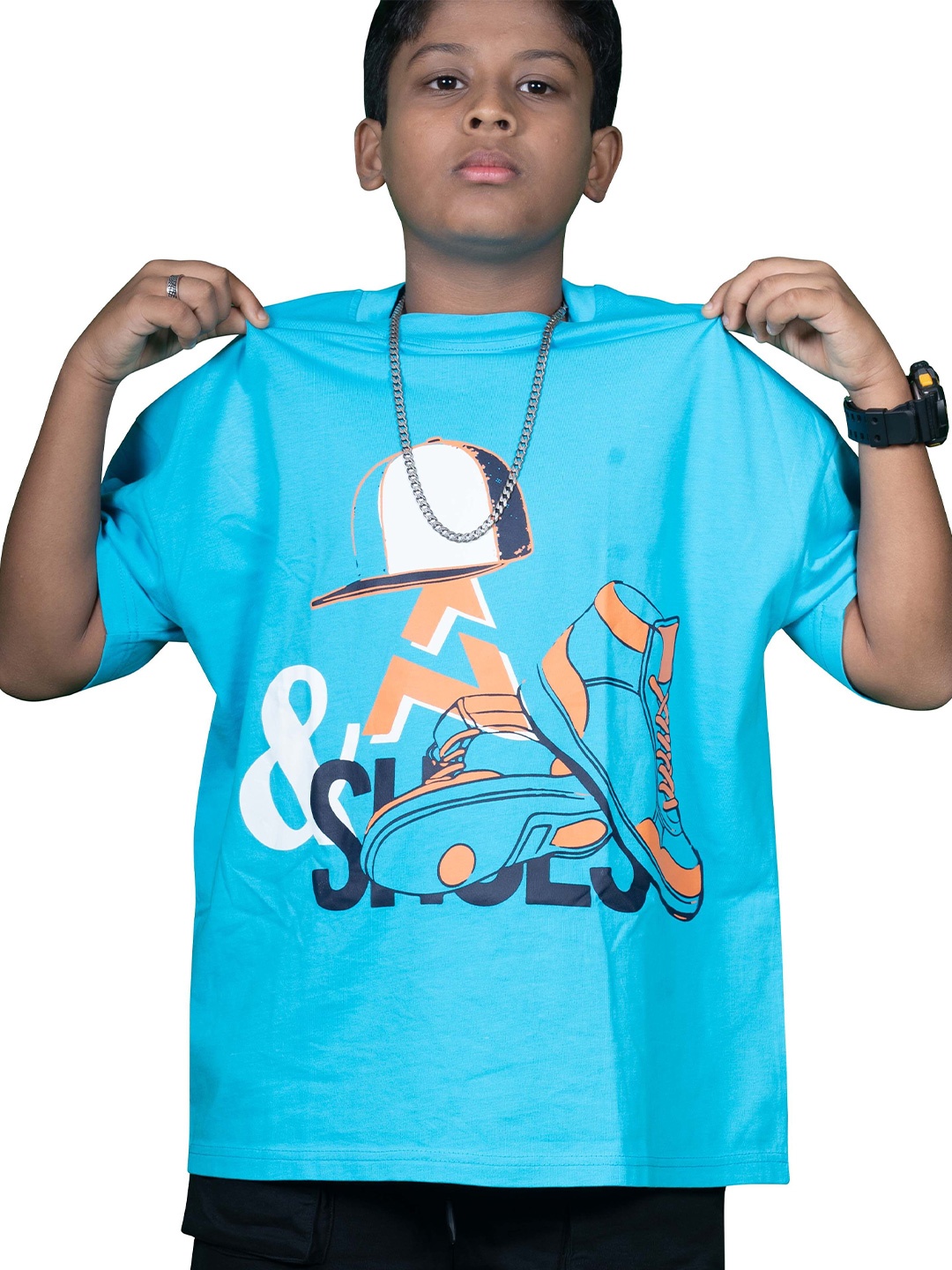 

AMPED Boys Graphic Printed Pure Cotton T-shirt, Blue