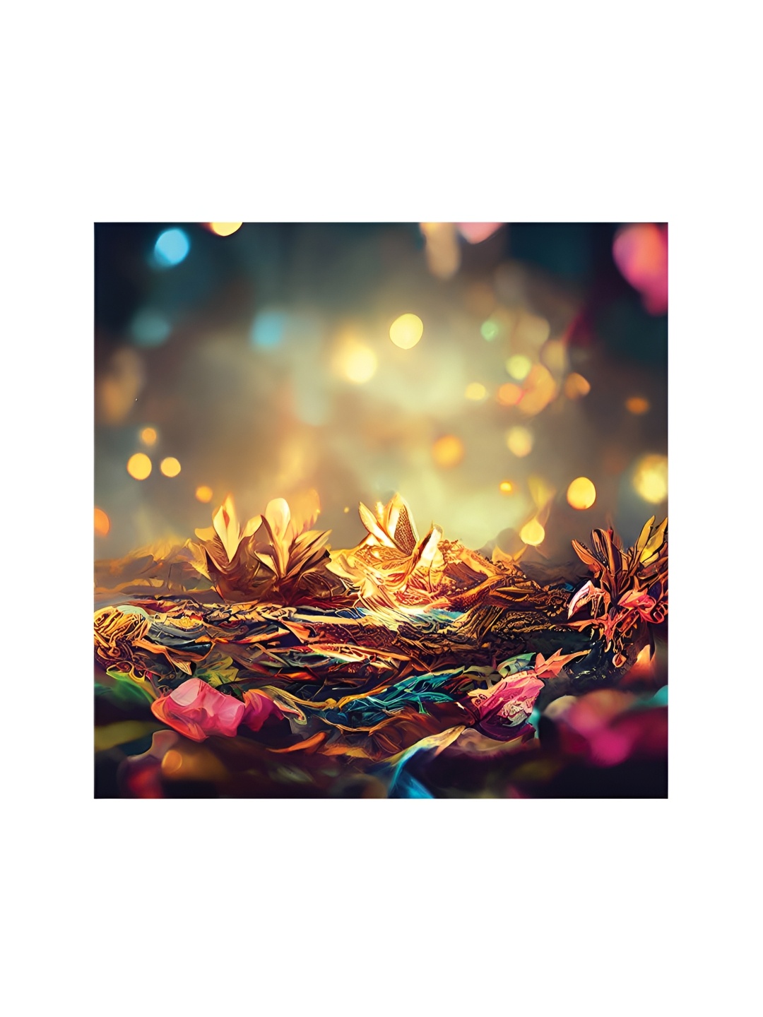 

HOOMDECO Gold Toned & Pink Abstract Canvas Painting Wall Art