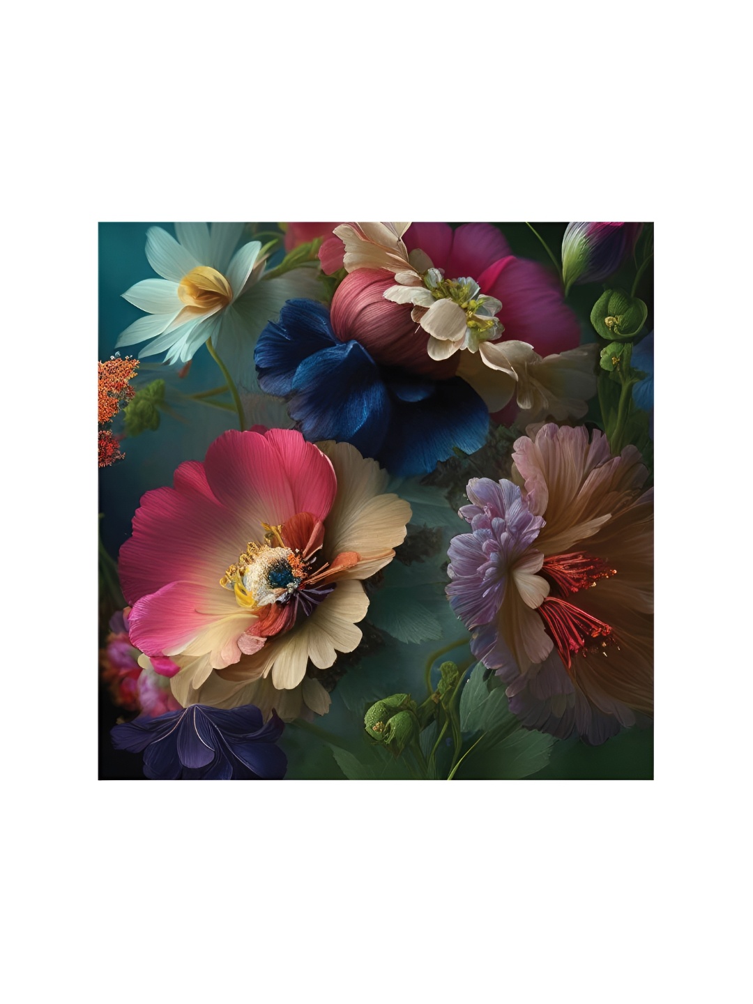 

HOOMDECO Pink & Beige Floral Printed Canvas Painting Wall Art