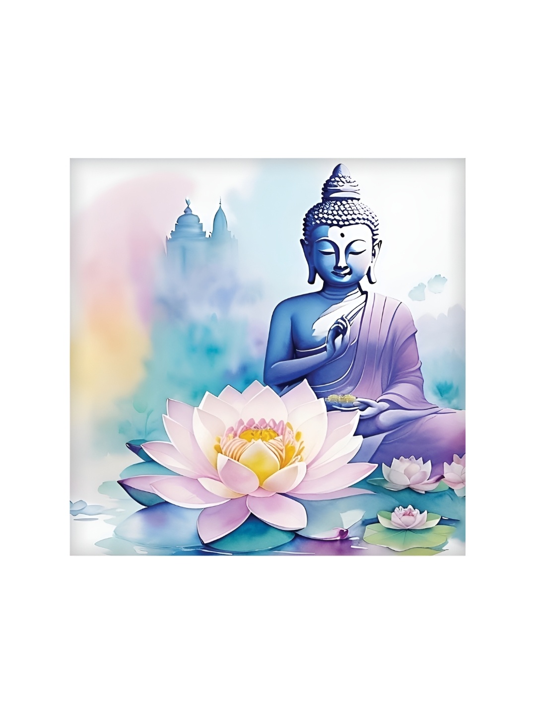 

HOOMDECO Pink & Purple Lord Buddha Canvas Painting Wall Art
