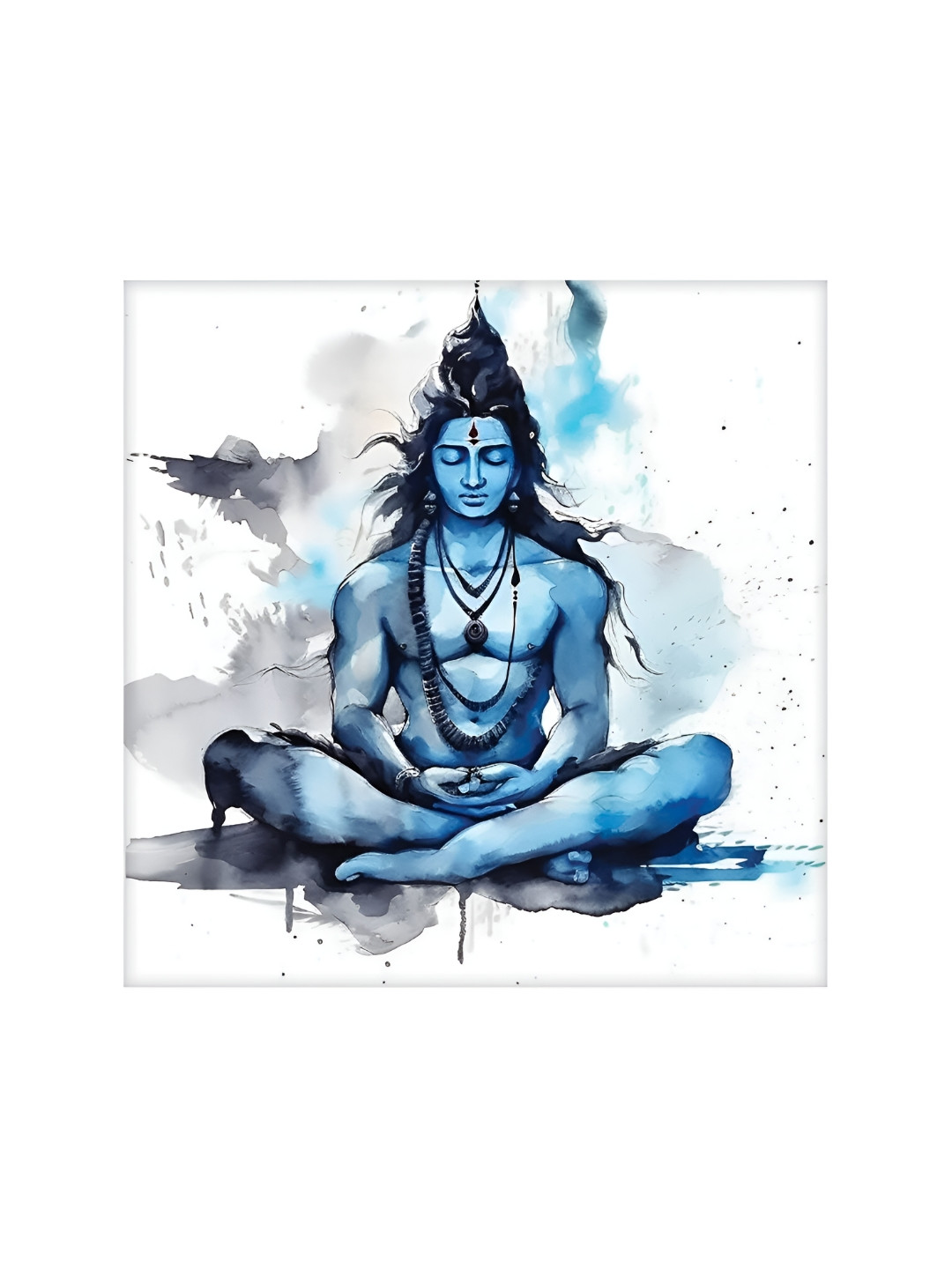 

HOOMDECO Blue & Black Lord Shiva Canvas Painting Wall Art