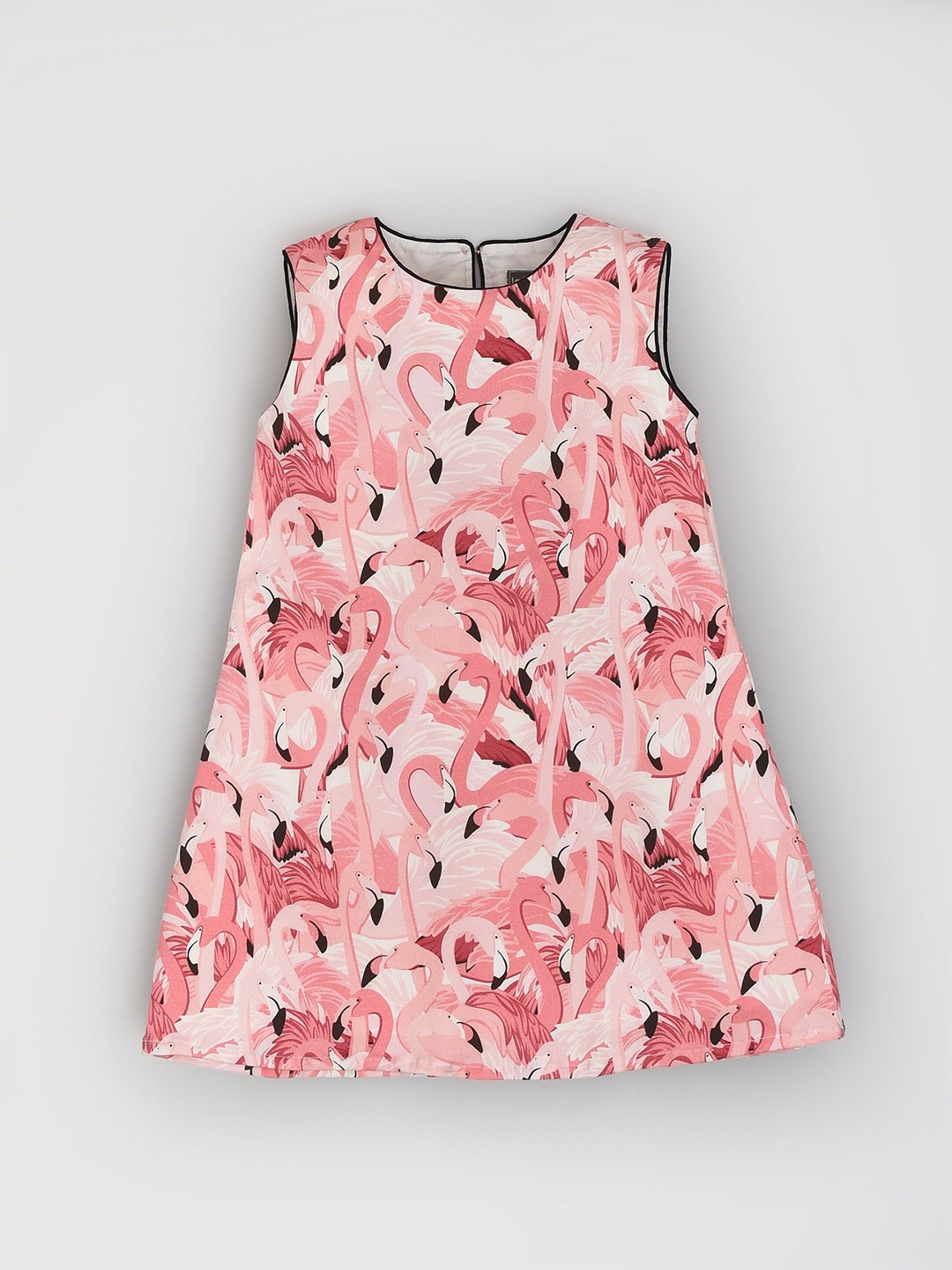

BAESD Girls Tropical Printed Pure Cotton A Line Dress, Pink