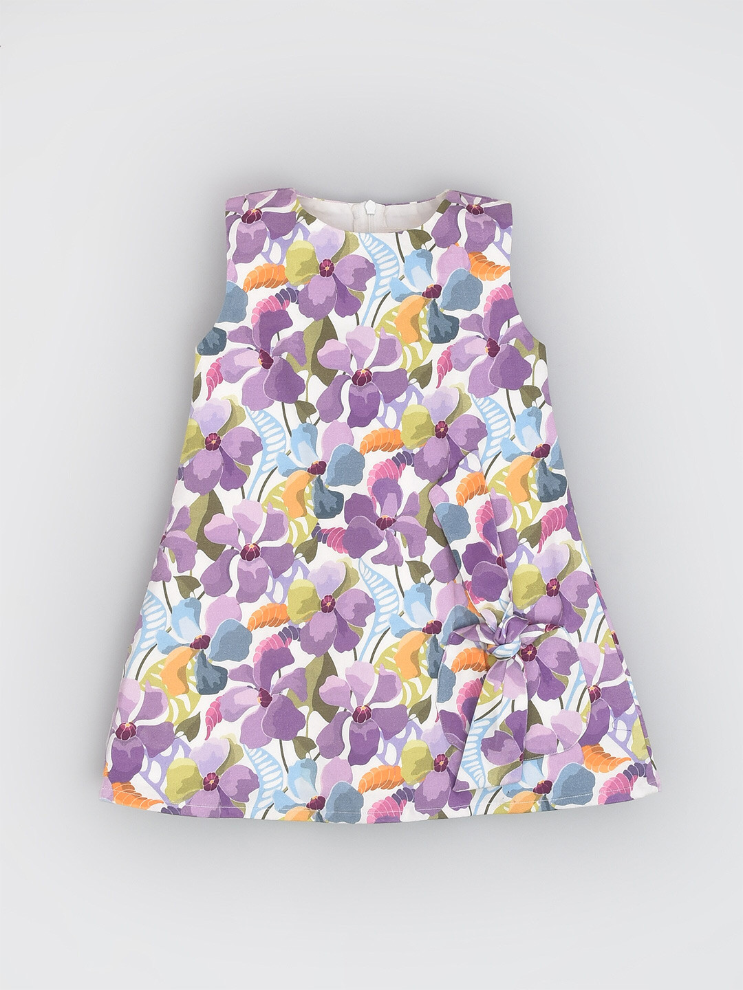 

BAESD Girls Floral Printed Round Neck Opaque A-Line Mini Dress, Purple