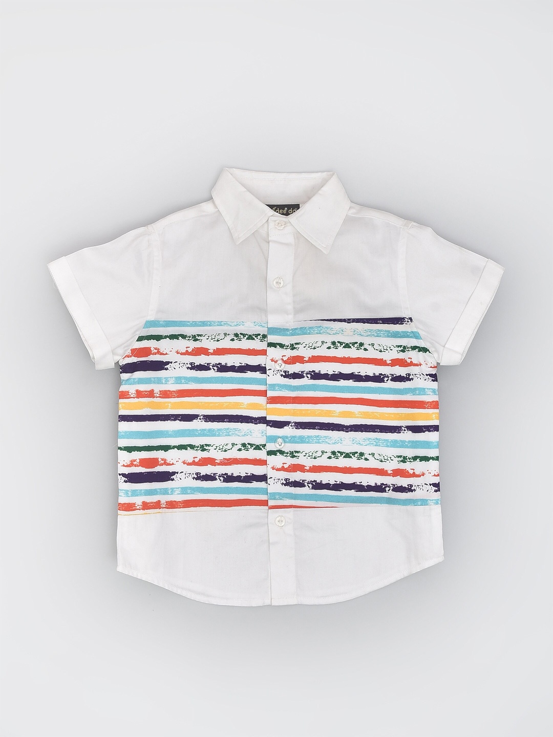 

BAESD Boys Striped Spread Collar Pure Cotton Casual Shirt, White