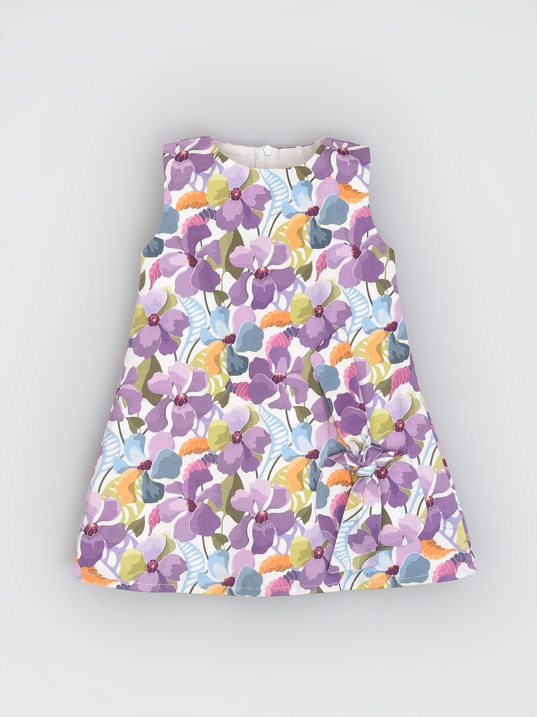 

BAESD Girls Floral Printed Pure Cotton A Line Dress, Purple