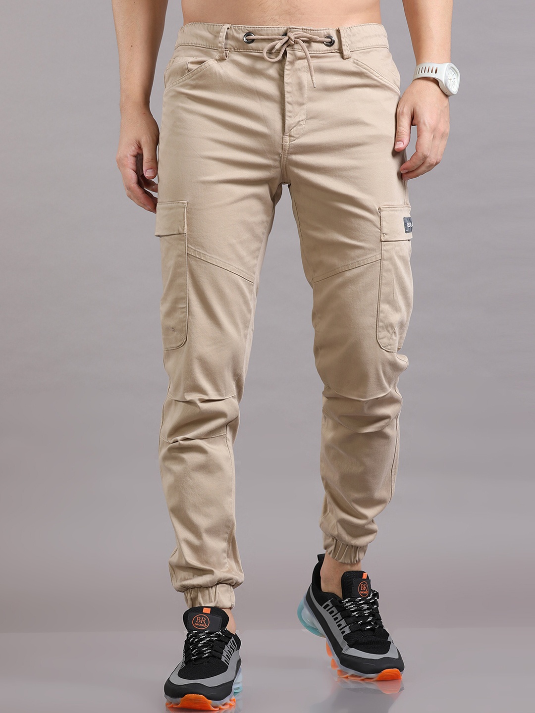 

Reslag Men Mid Rise Cotton Joggers, Beige