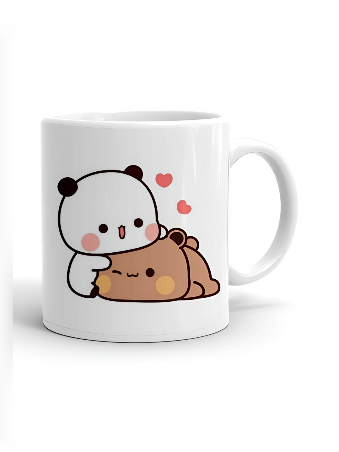 

Frizka White & Brown Dishwasher and Microwave Safe Printed Glossy Mugs 320 ml
