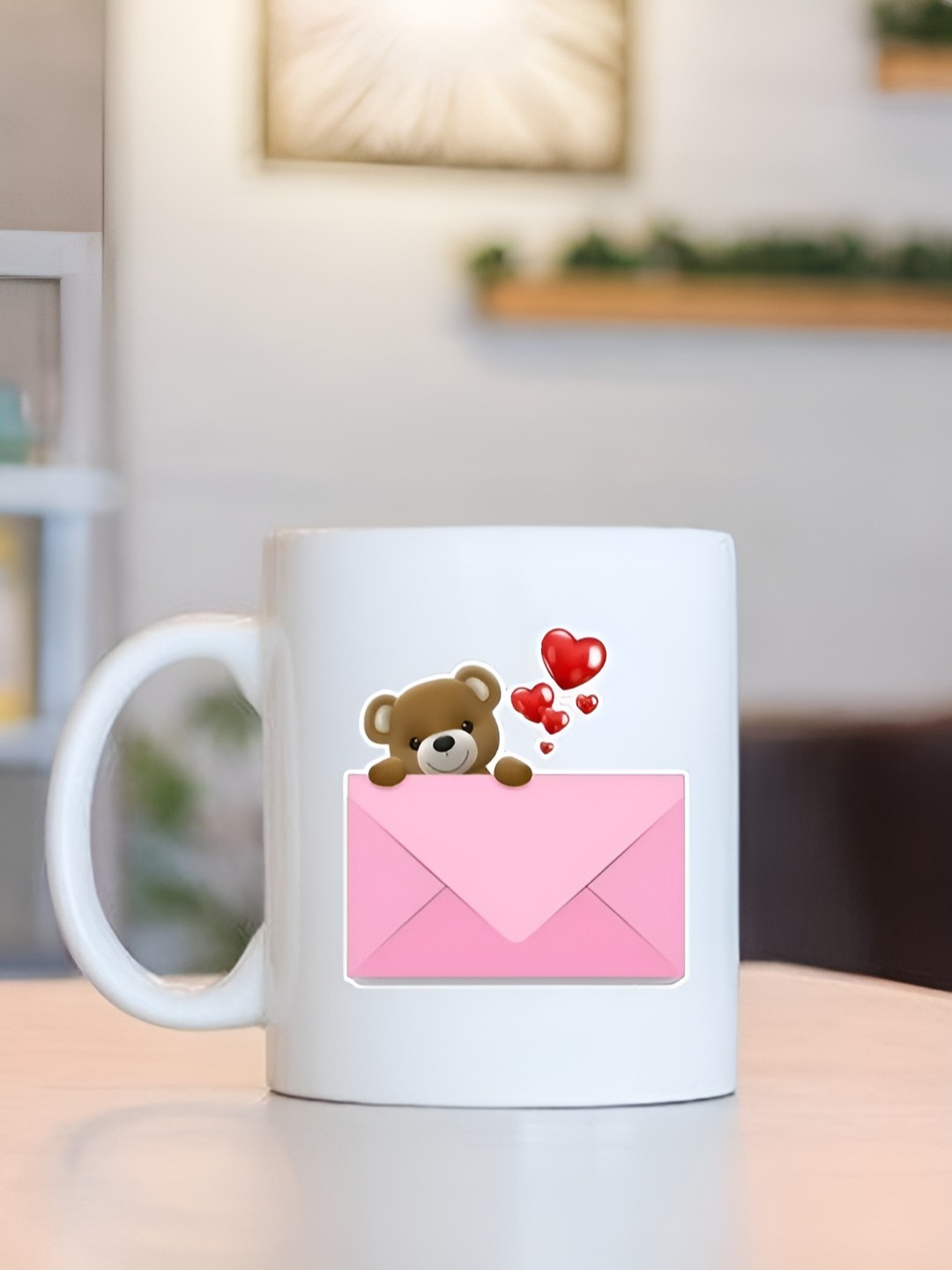 

Frizka White & Pink Dishwasher and Microwave Safe Printed Glossy Mugs 320 ml