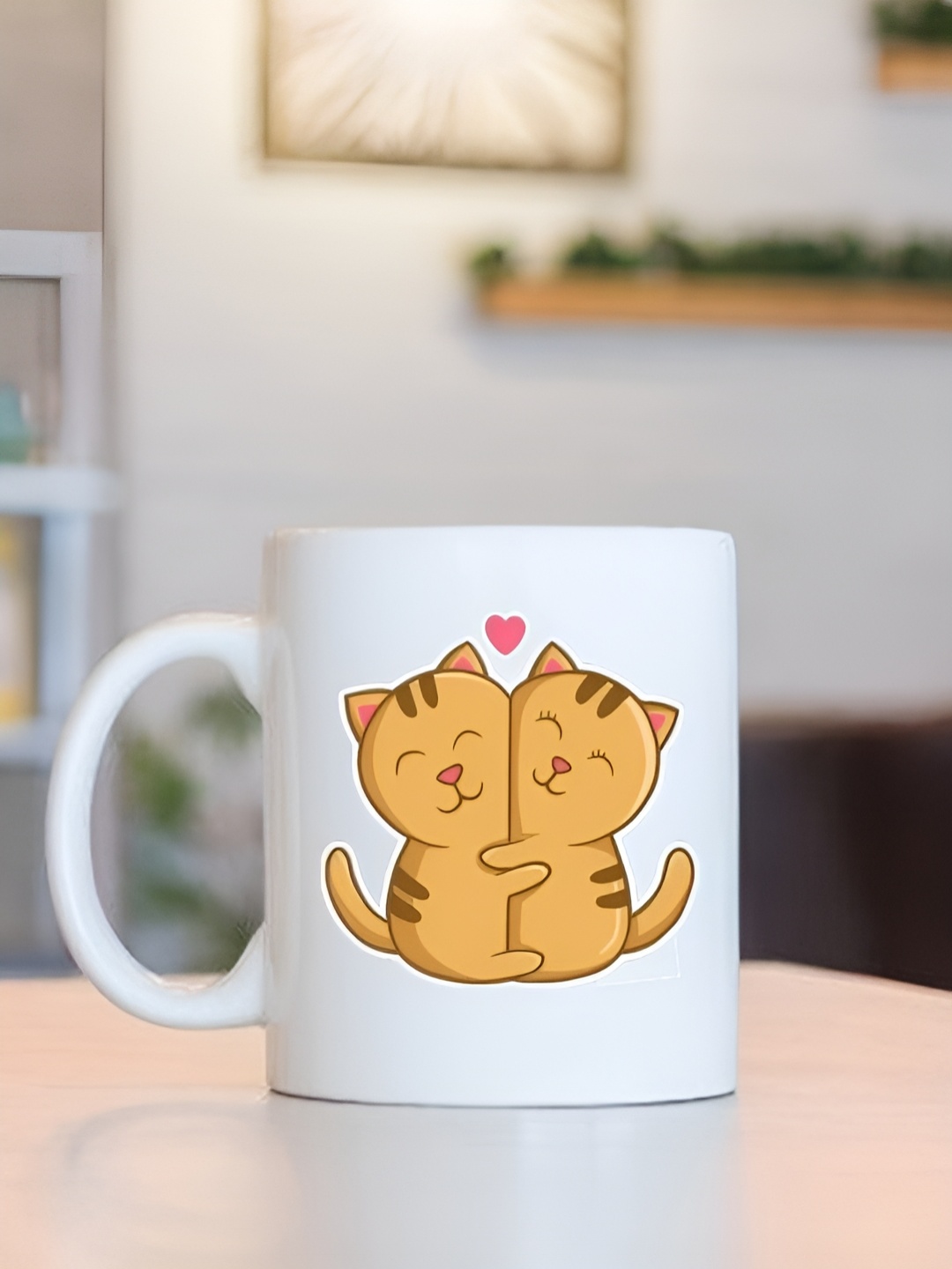 

Frizka White & Brown Dishwasher and Microwave Safe Printed Glossy Mugs 320 ml