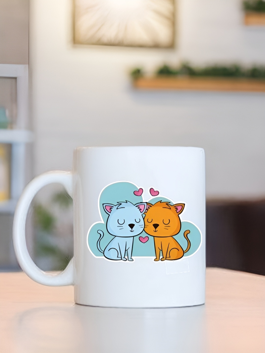 

Frizka White & Blue Dishwasher and Microwave Safe Printed Glossy Mugs 320 ml