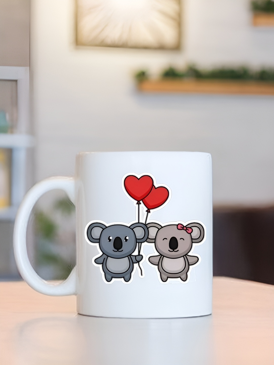 

Frizka White & Grey Dishwasher and Microwave Safe Printed Glossy Mugs 320 ml