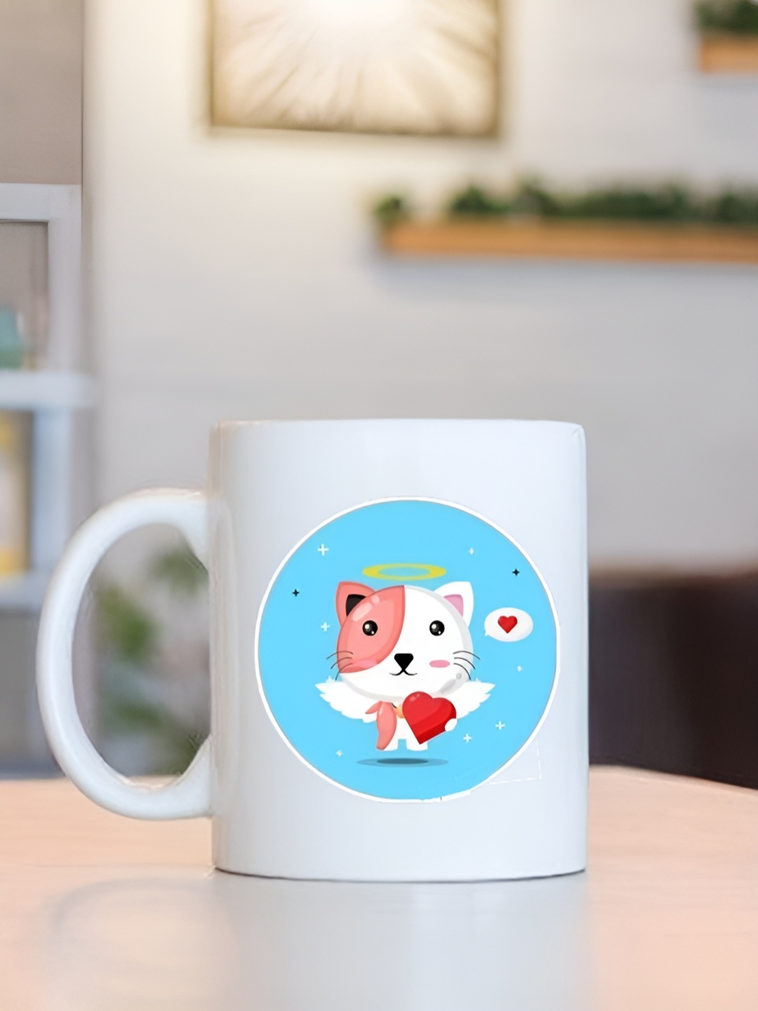 

Frizka White & Blue Dishwasher and Microwave Safe Printed Glossy Mugs 320 ml