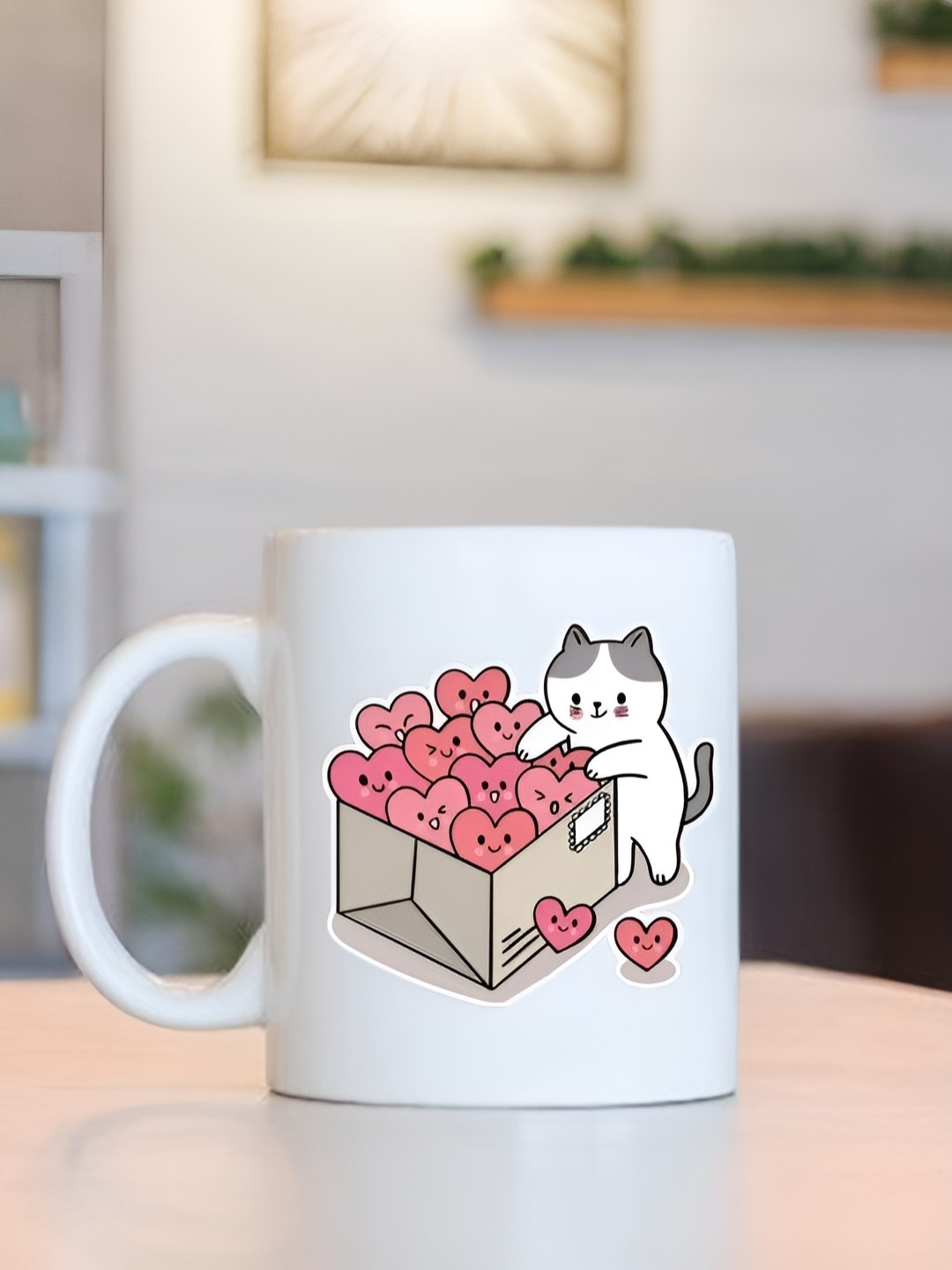 

Frizka White & Pink Dishwasher and Microwave Safe Printed Glossy Mugs 320 ml