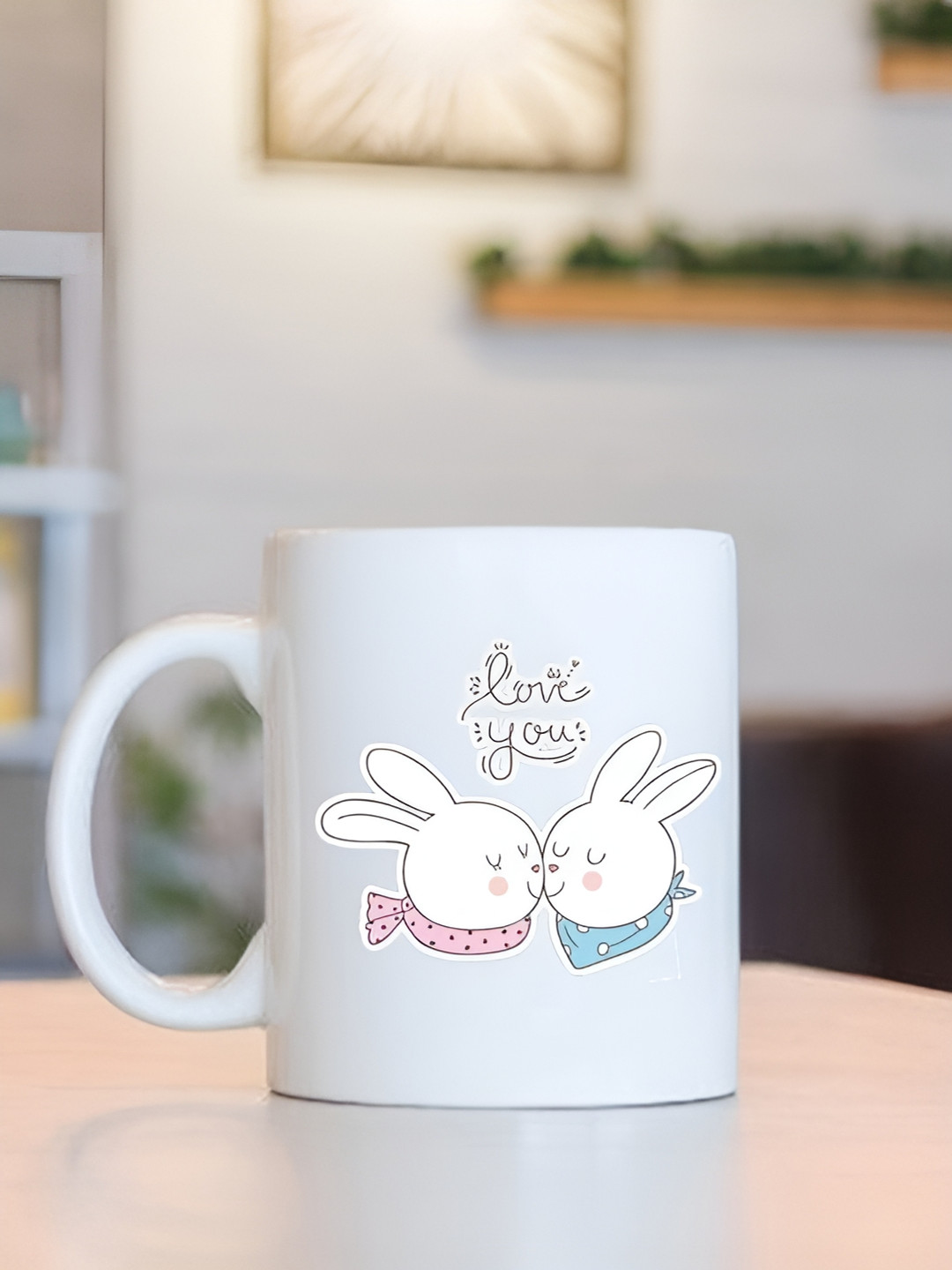 

Frizka White Printed Dishwasher and Microwave Safe Printed Glossy Mugs 320 ml