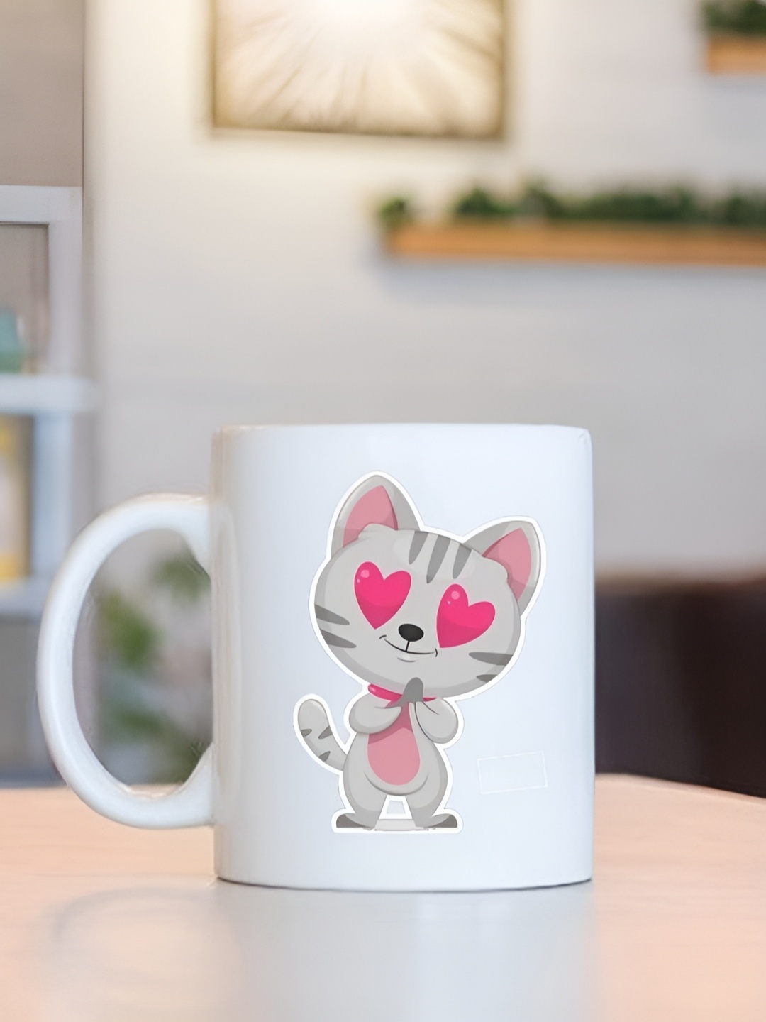 

Frizka White & Brown Dishwasher and Microwave Safe Printed Glossy Mugs 320 ml