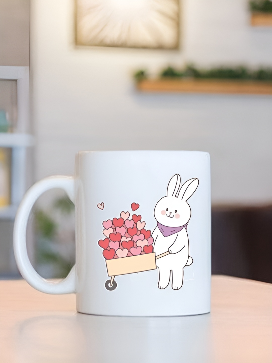 

Frizka White & Red Dishwasher and Microwave Safe Printed Glossy Mugs 320 ml