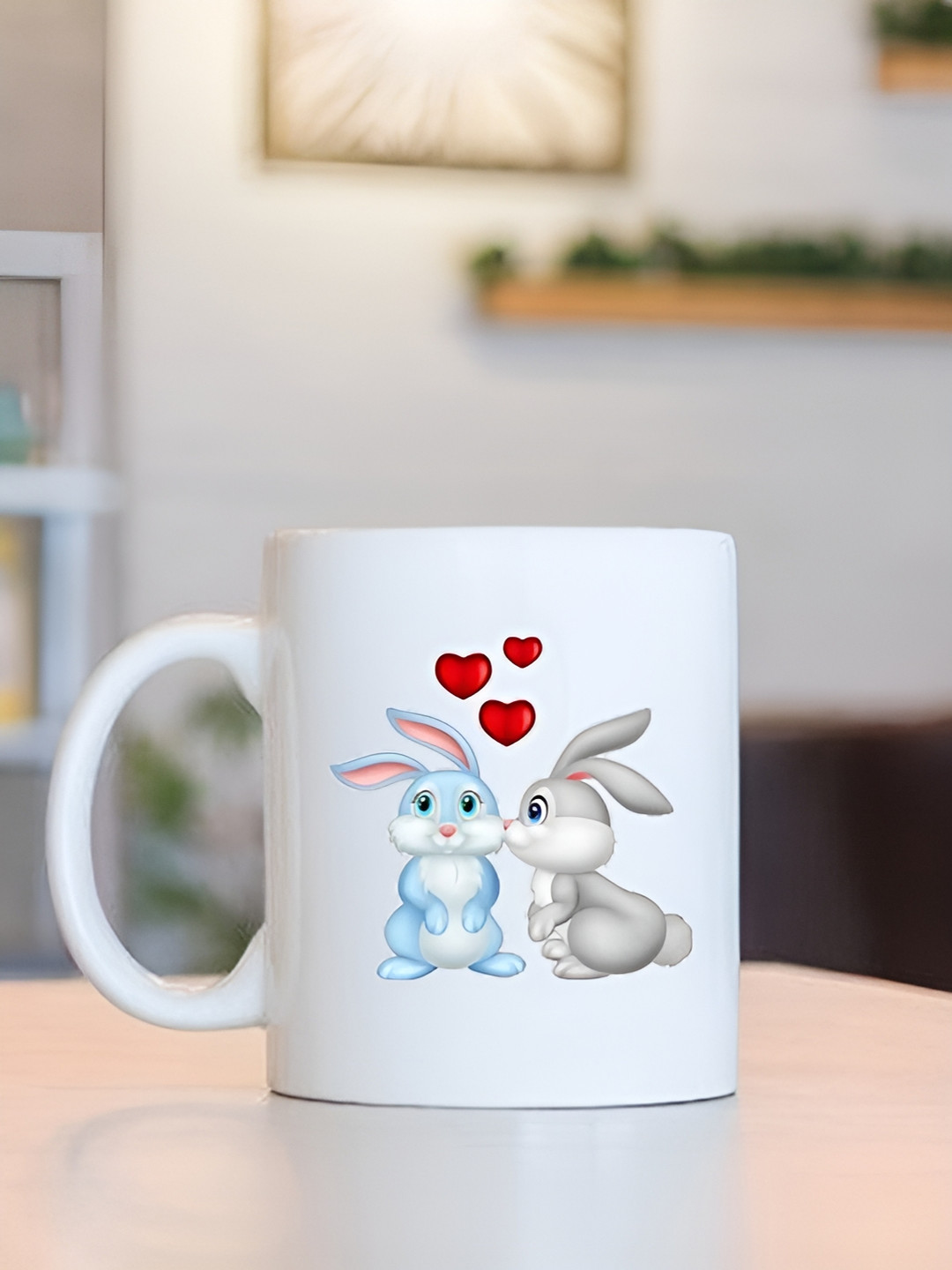 

Frizka White & Blue Dishwasher and Microwave Safe Printed Glossy Mugs 320 ml