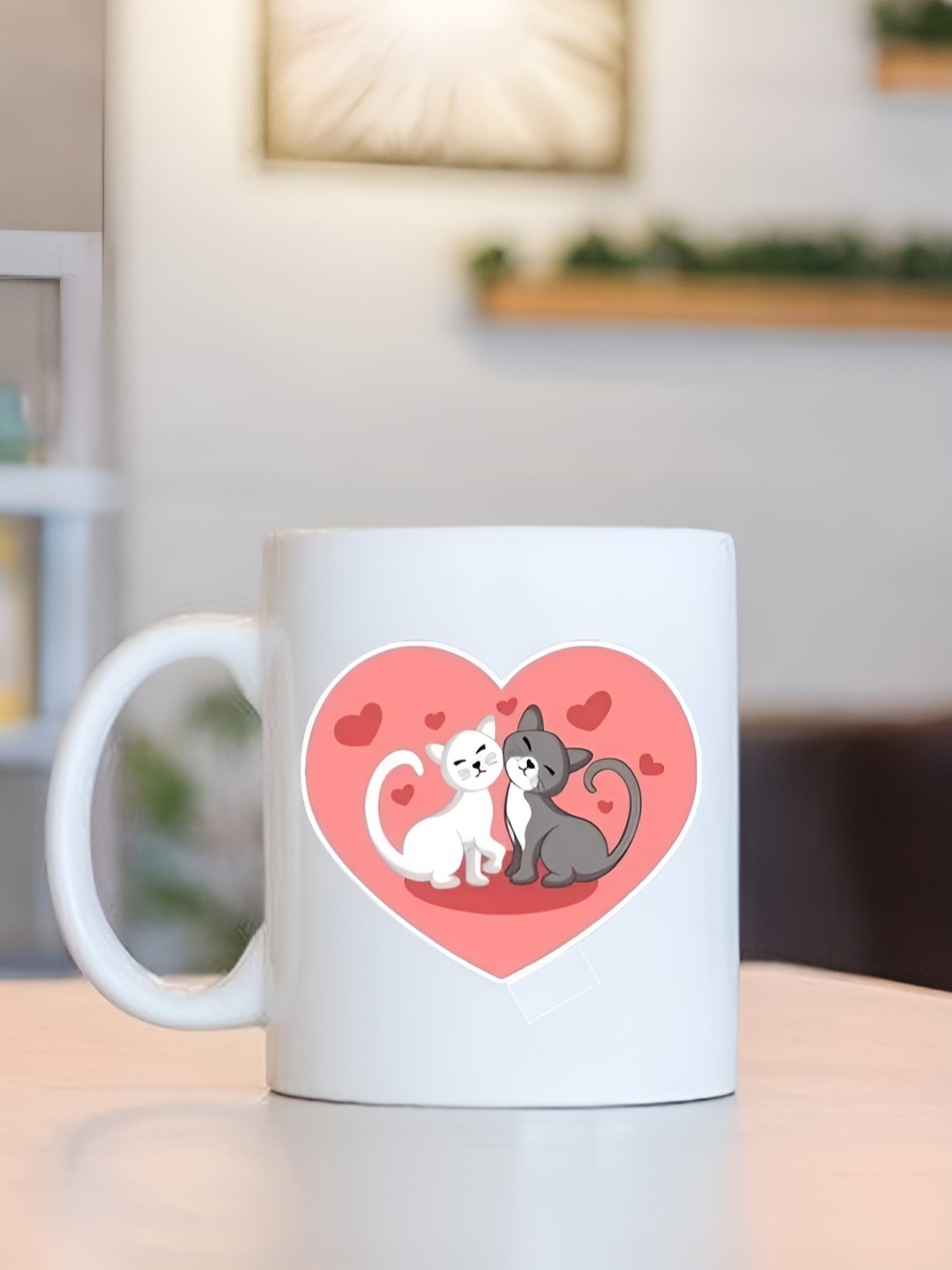 

Frizka White & Pink Dishwasher and Microwave Safe Printed Glossy Mugs 320 ml