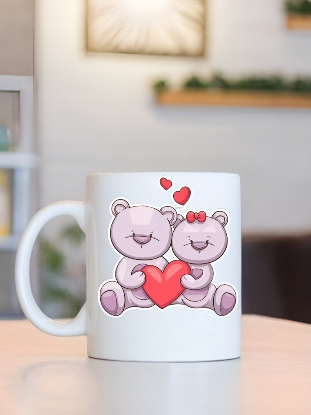 

Frizka White & Red Dishwasher and Microwave Safe Printed Glossy Mugs 320 ml