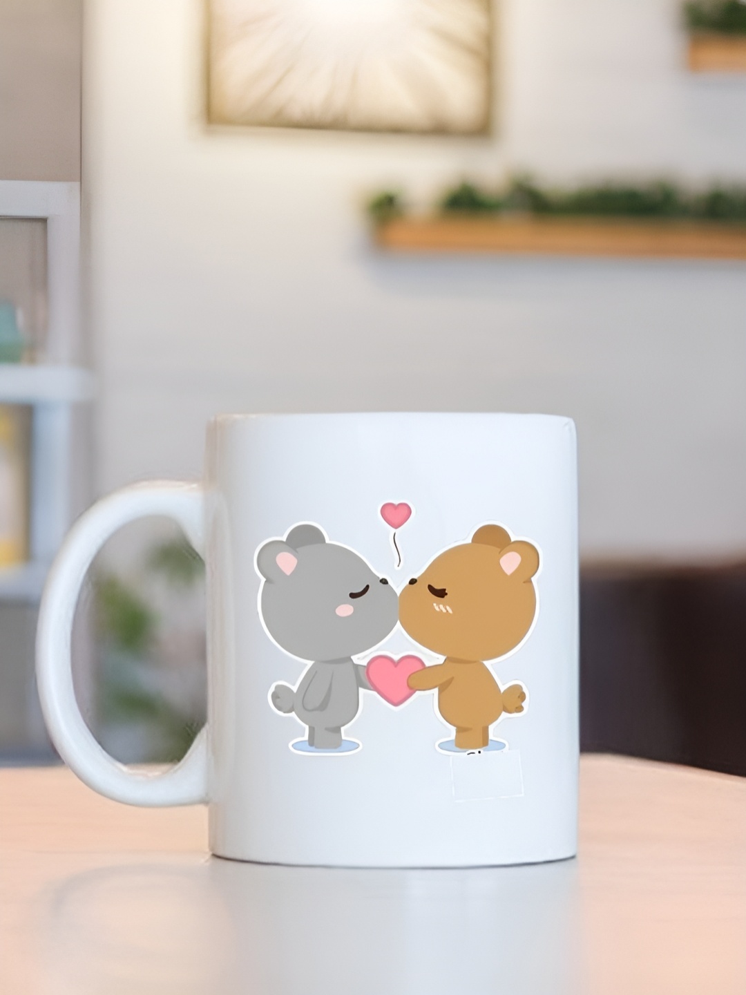 

Frizka White & Brown Dishwasher and Microwave Safe Printed Glossy Mugs 320 ml