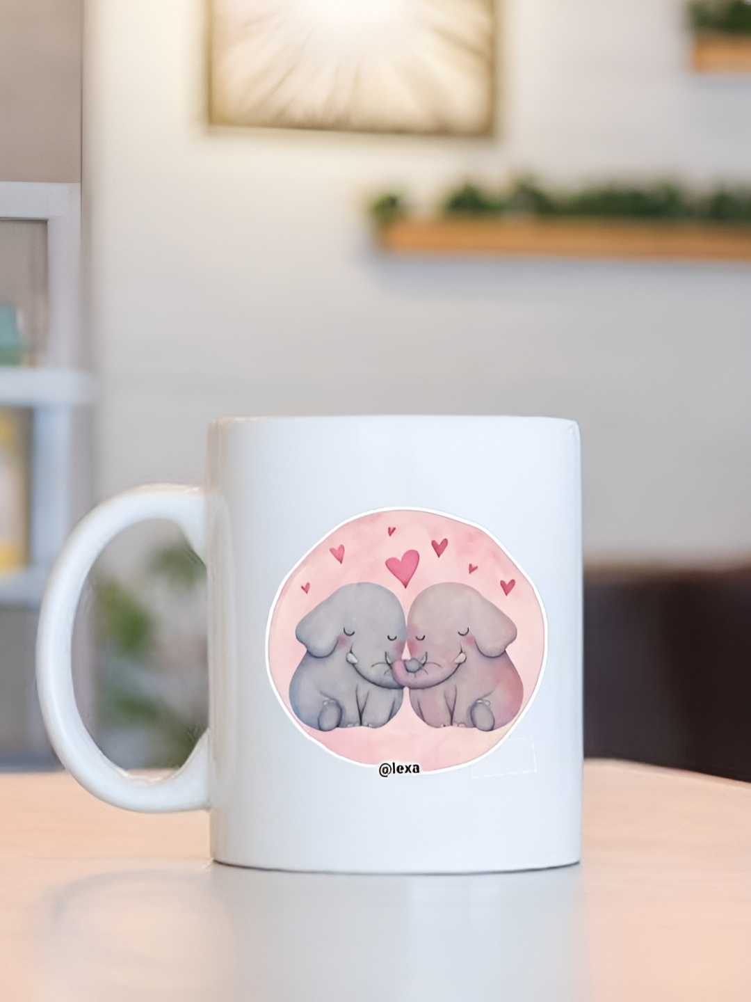 

Frizka White & Pink Dishwasher and Microwave Safe Printed Glossy Mugs 320 ml