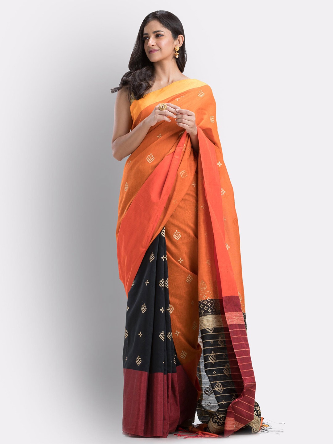 

Angoshobha Ethnic Motifs Woven Design Saree, Orange