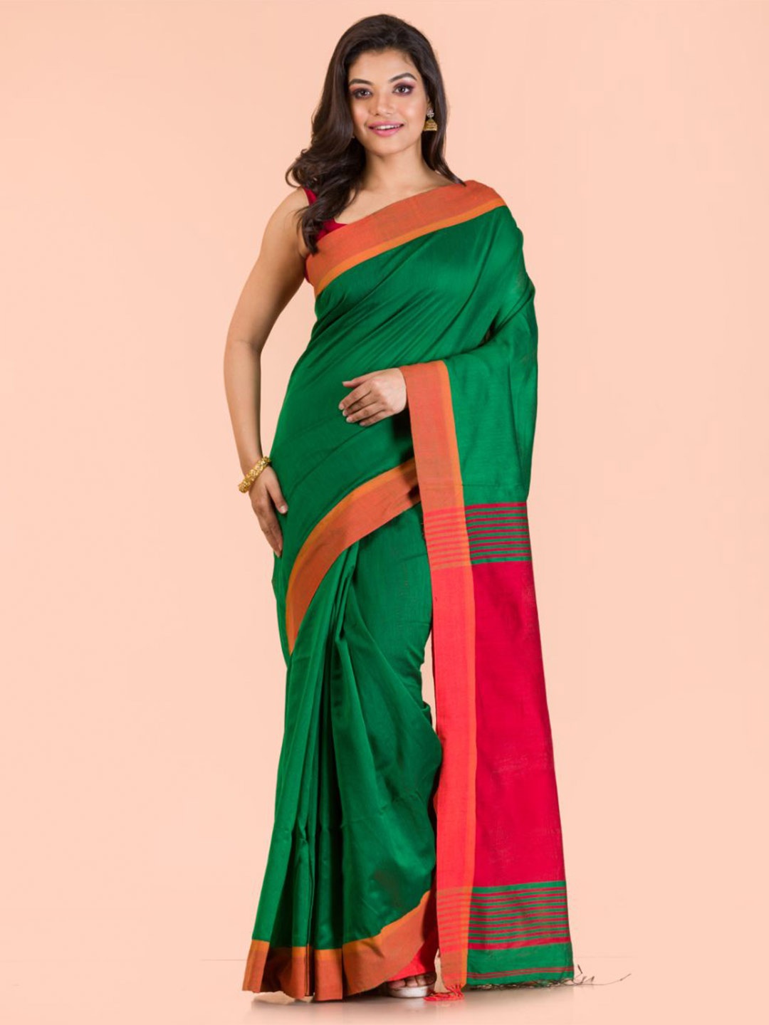 

Angoshobha Ethnic Woven Design Saree, Green