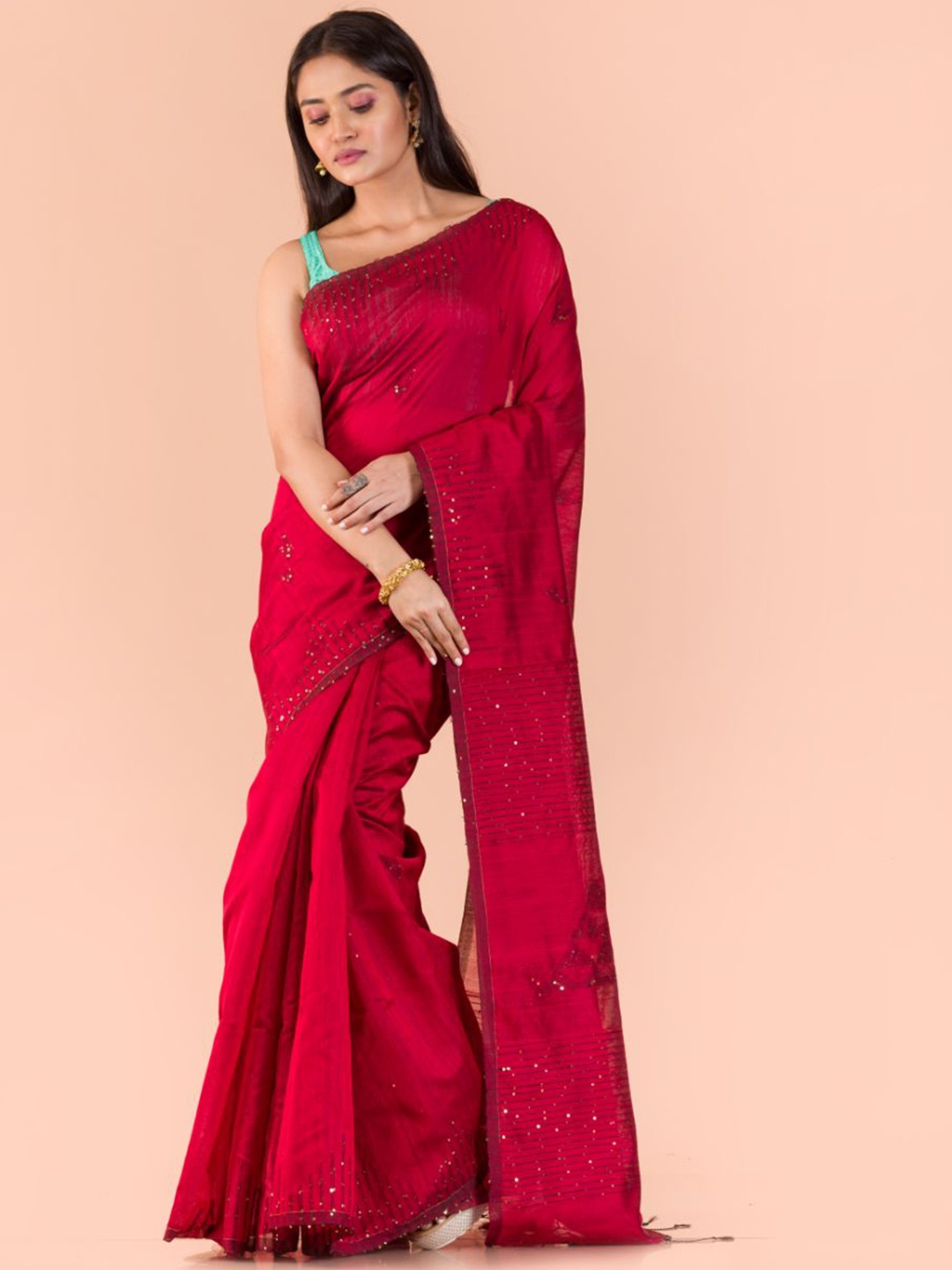 

Angoshobha Woven Design Saree, Red
