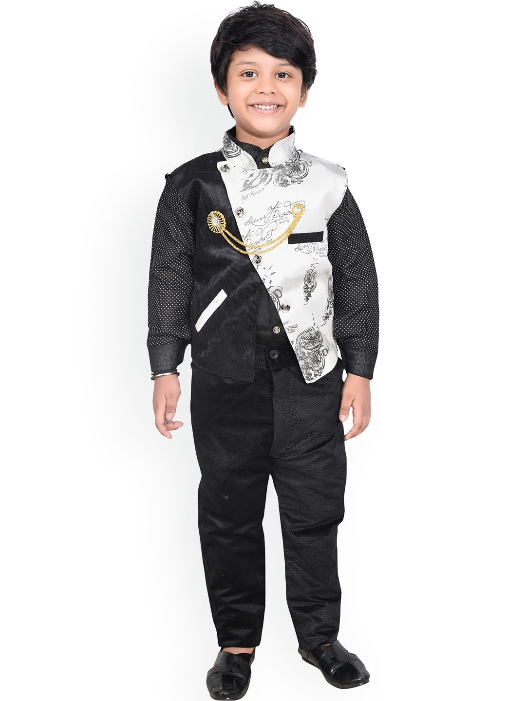 

BAESD Boys Printed Twill Cotton Suits, Black