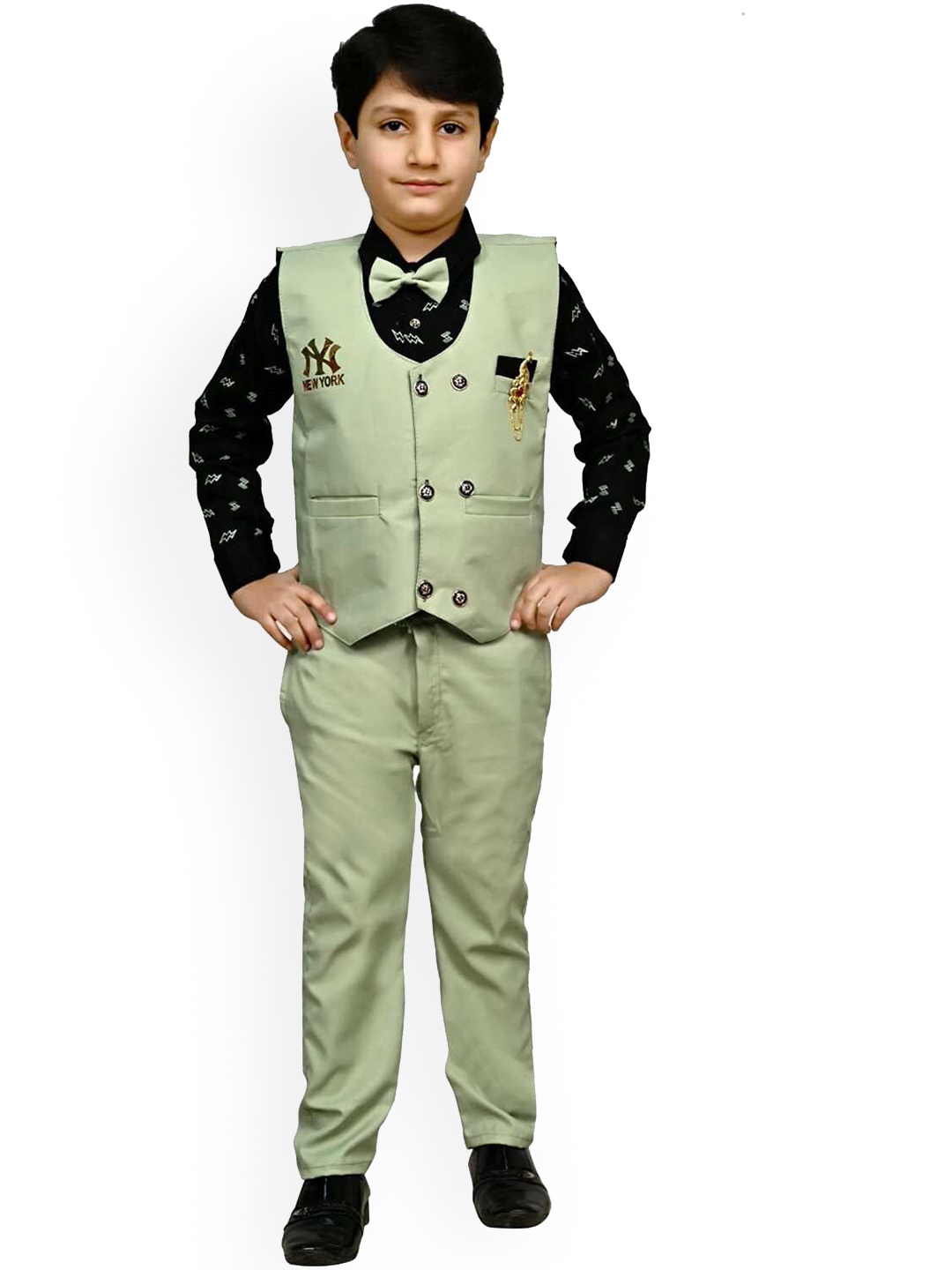 

BAESD Boys Double Breasted Suit, Green