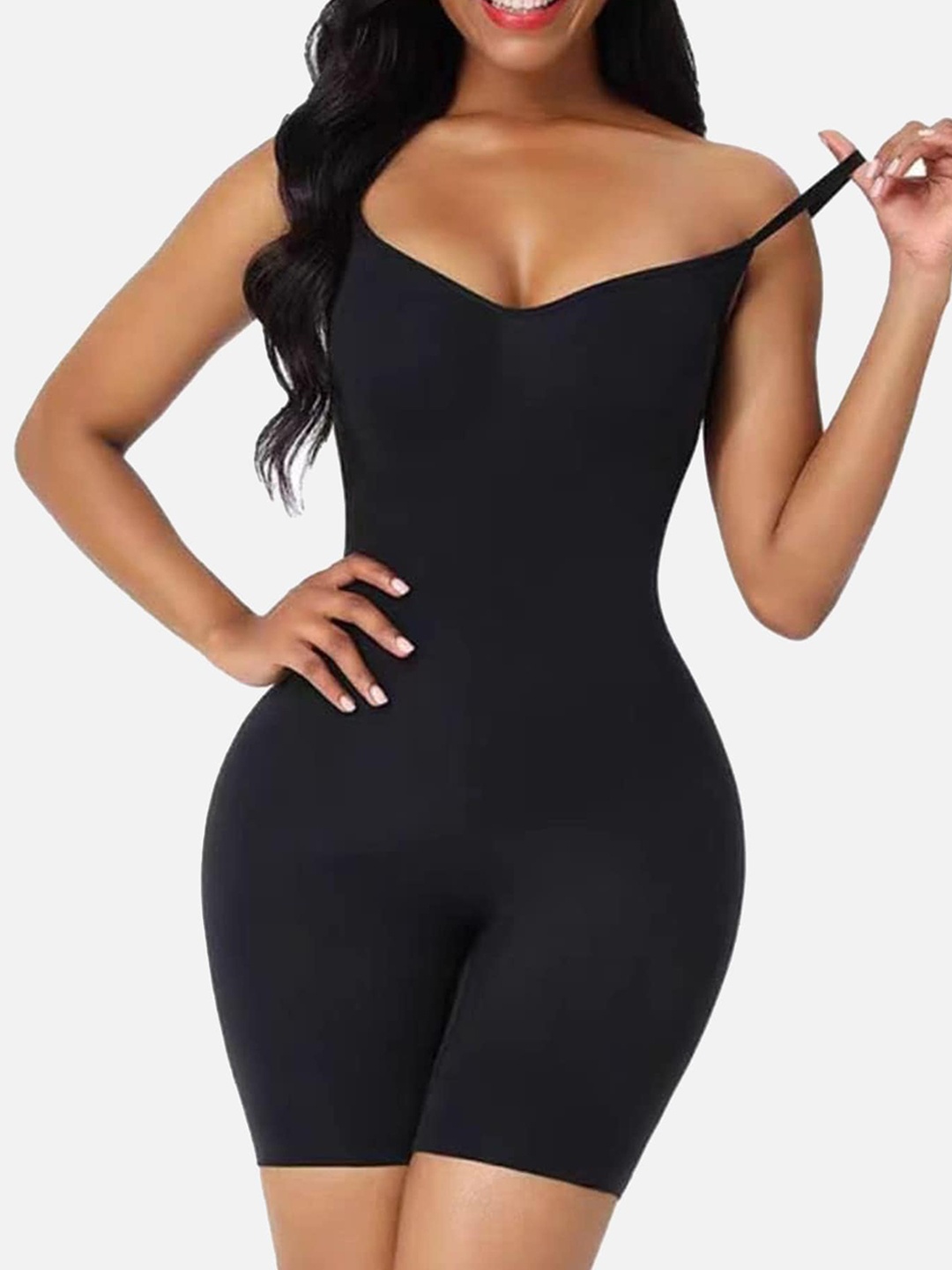 

Bellofox Adjustable Shoulder Strap Seamless Tummy Control Shapewear, Black