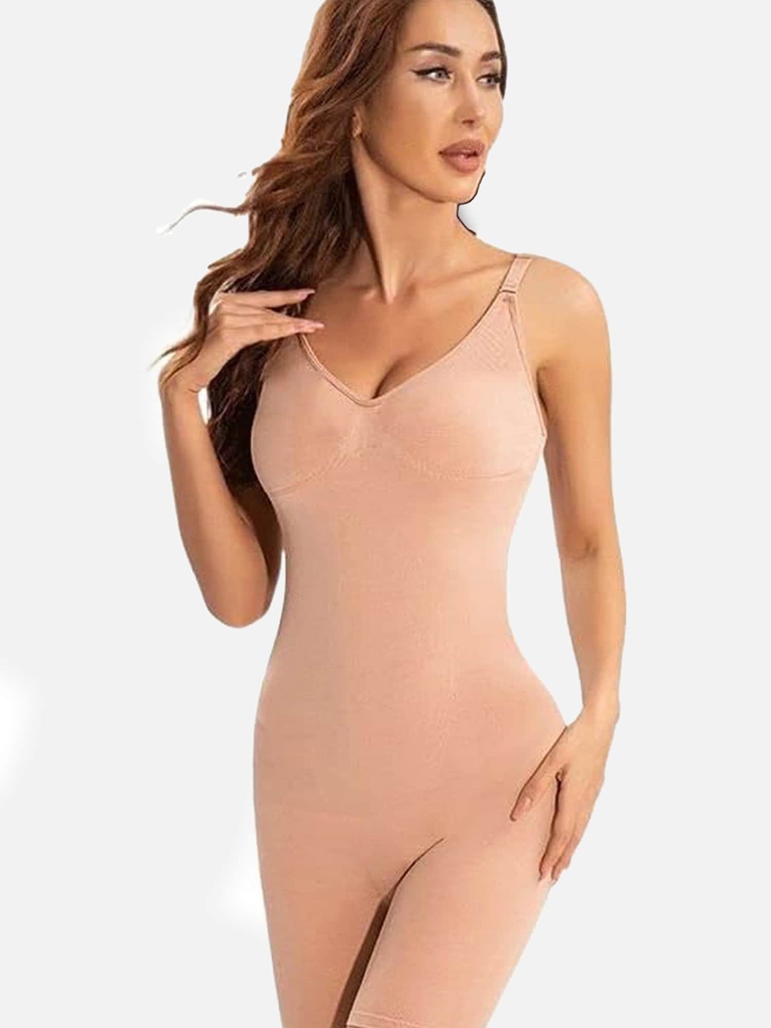 

Bellofox Adjustable Shoulder Strap Seamless Tummy Control Shapewear, Beige