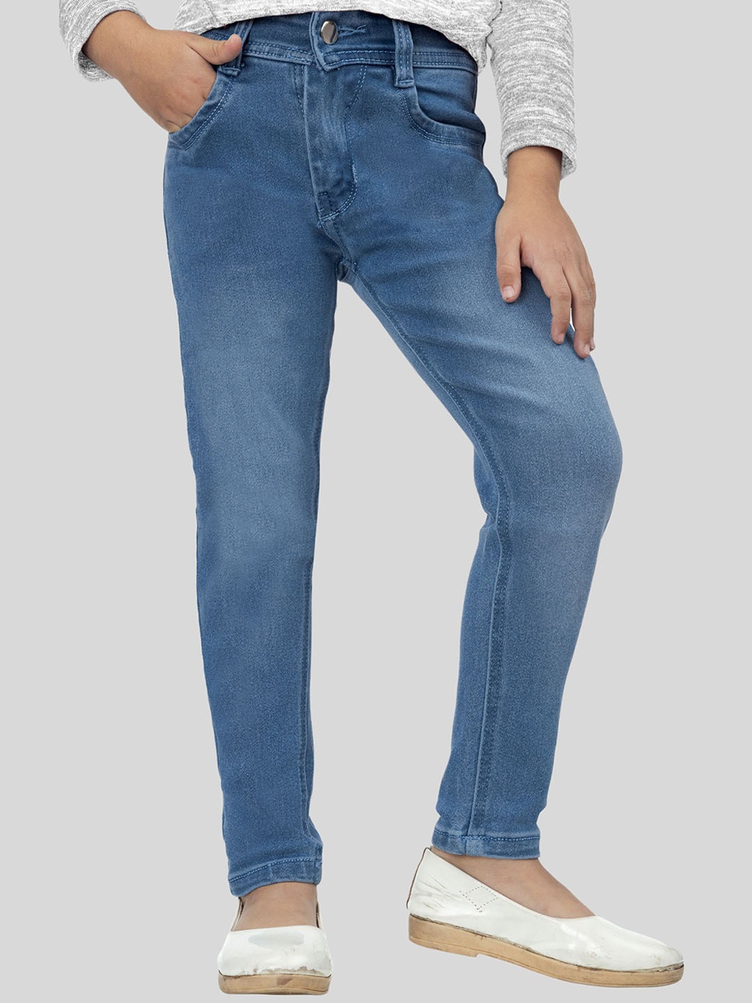 

BAESD Girls Mid-Rise Relaxed Fit Stretchable Jeans, Blue