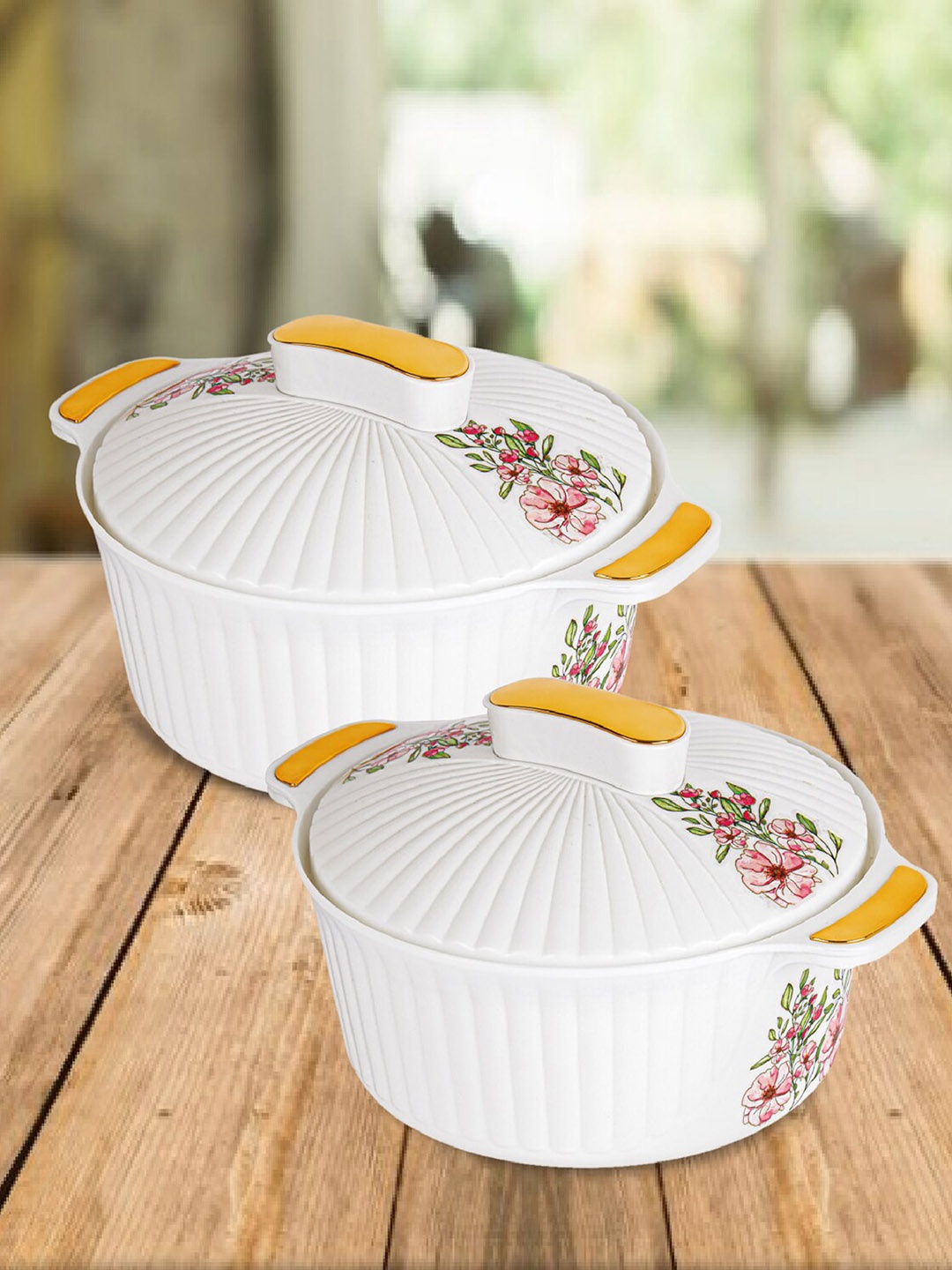 

Cello Sonet 2 Pieces White Insulated Inner Steel Casserole With Firm Grip Handles 1 L