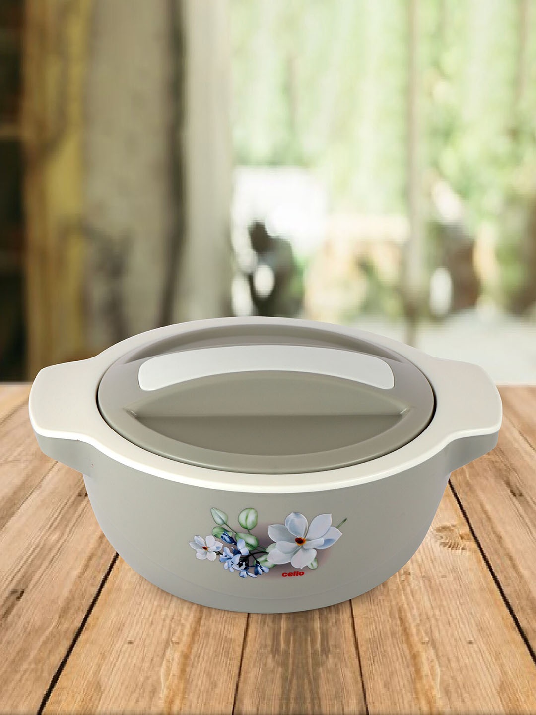 

Cello Vista Grey & Beige Insulated Inner Steel Casserole With Firm Grip Handles 1.5 L