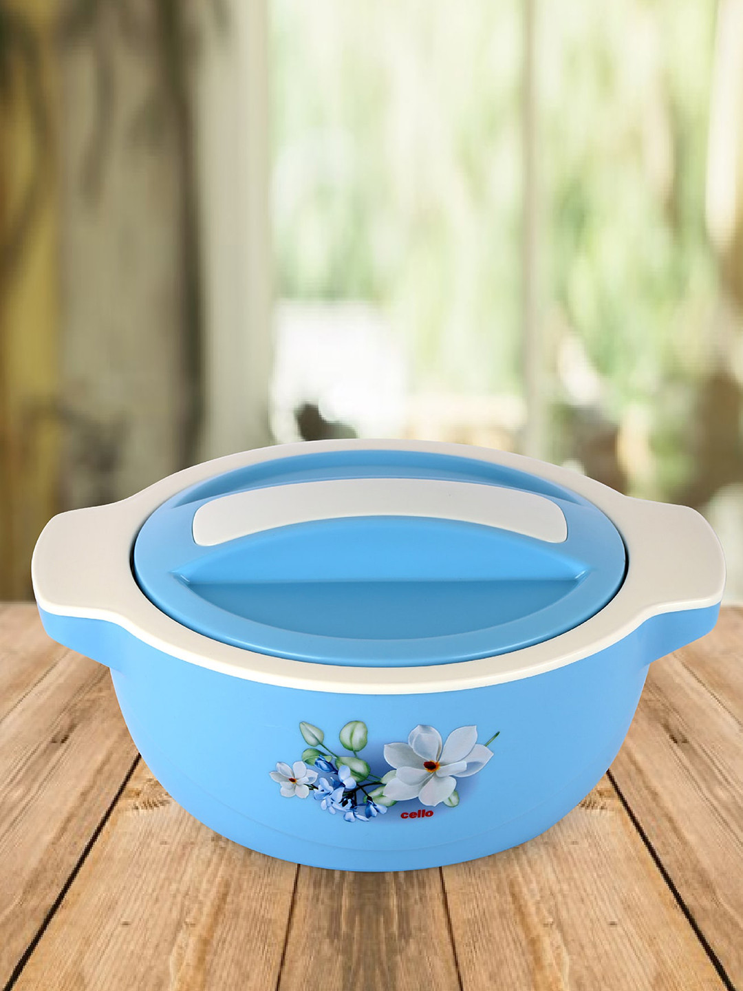

Cello Vista Blue & White Insulated Inner Steel Casserole With Firm Grip Handles 1.5 L